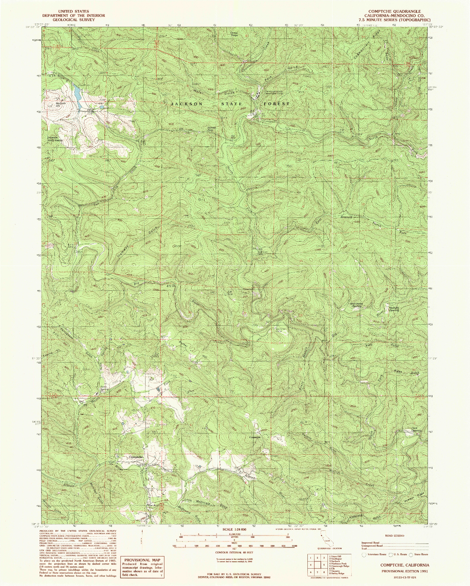 USGS 1:24000-SCALE QUADRANGLE FOR COMPTCHE, CA 1991