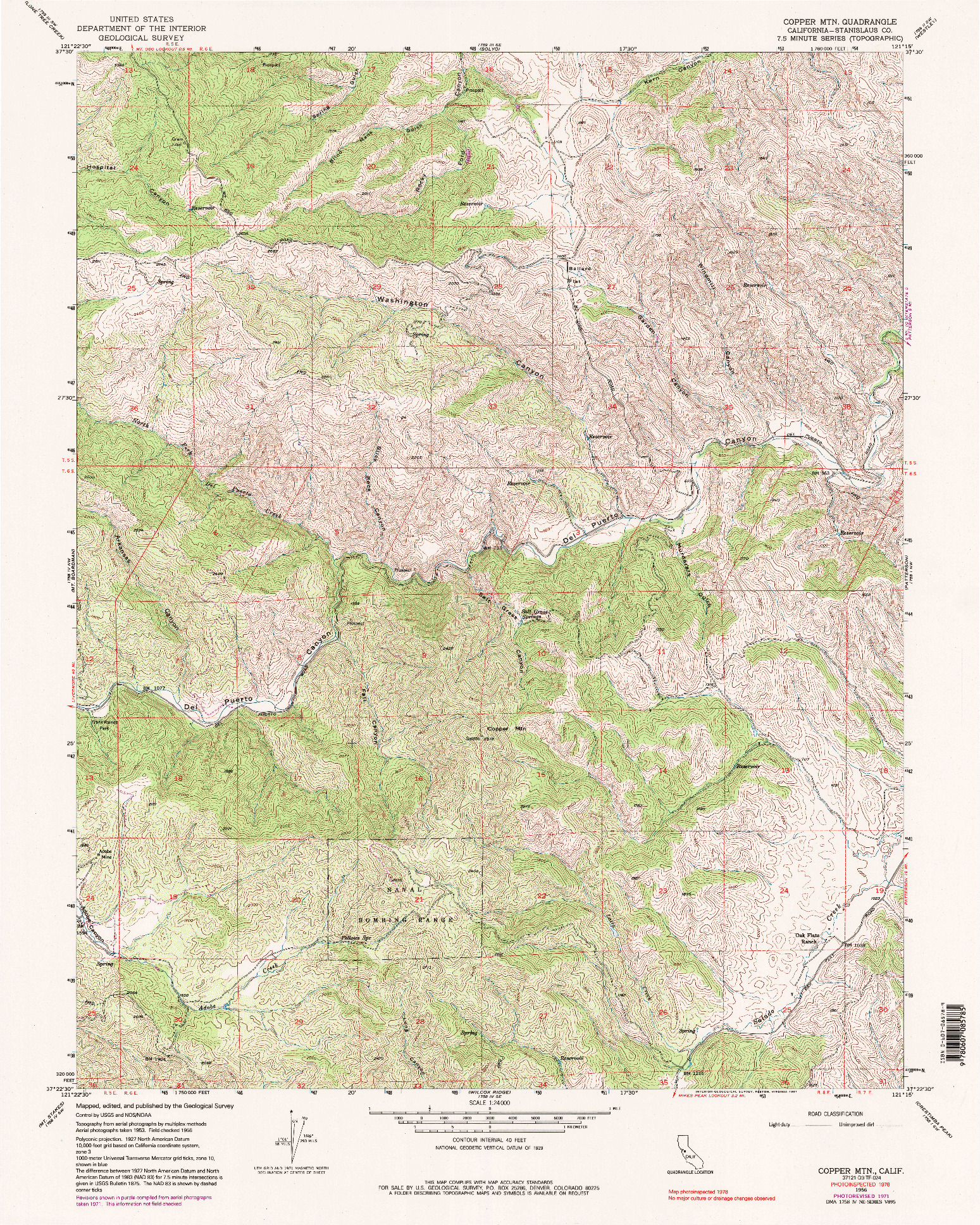 USGS 1:24000-SCALE QUADRANGLE FOR COPPER MTN., CA 1956