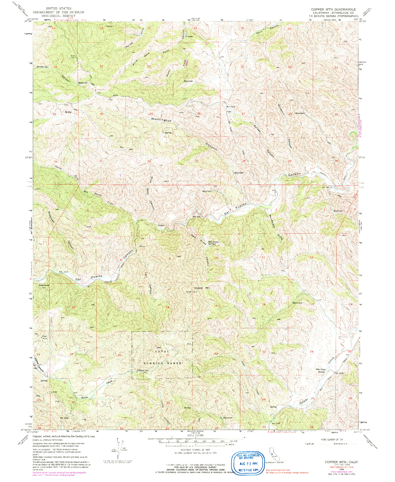 USGS 1:24000-SCALE QUADRANGLE FOR COPPER MTN, CA 1956