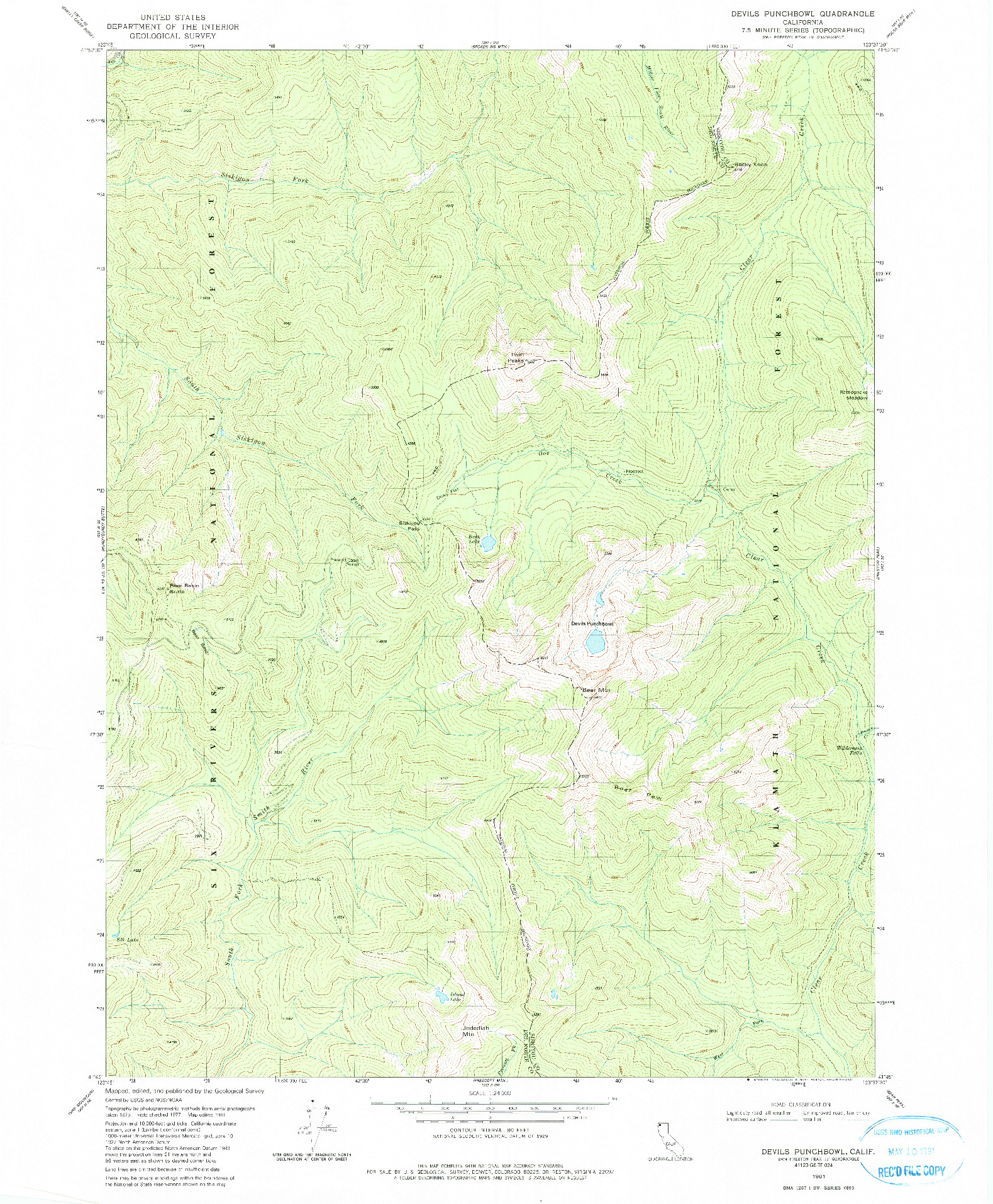 USGS 1:24000-SCALE QUADRANGLE FOR DEVILS PUNCHBOWL, CA 1981