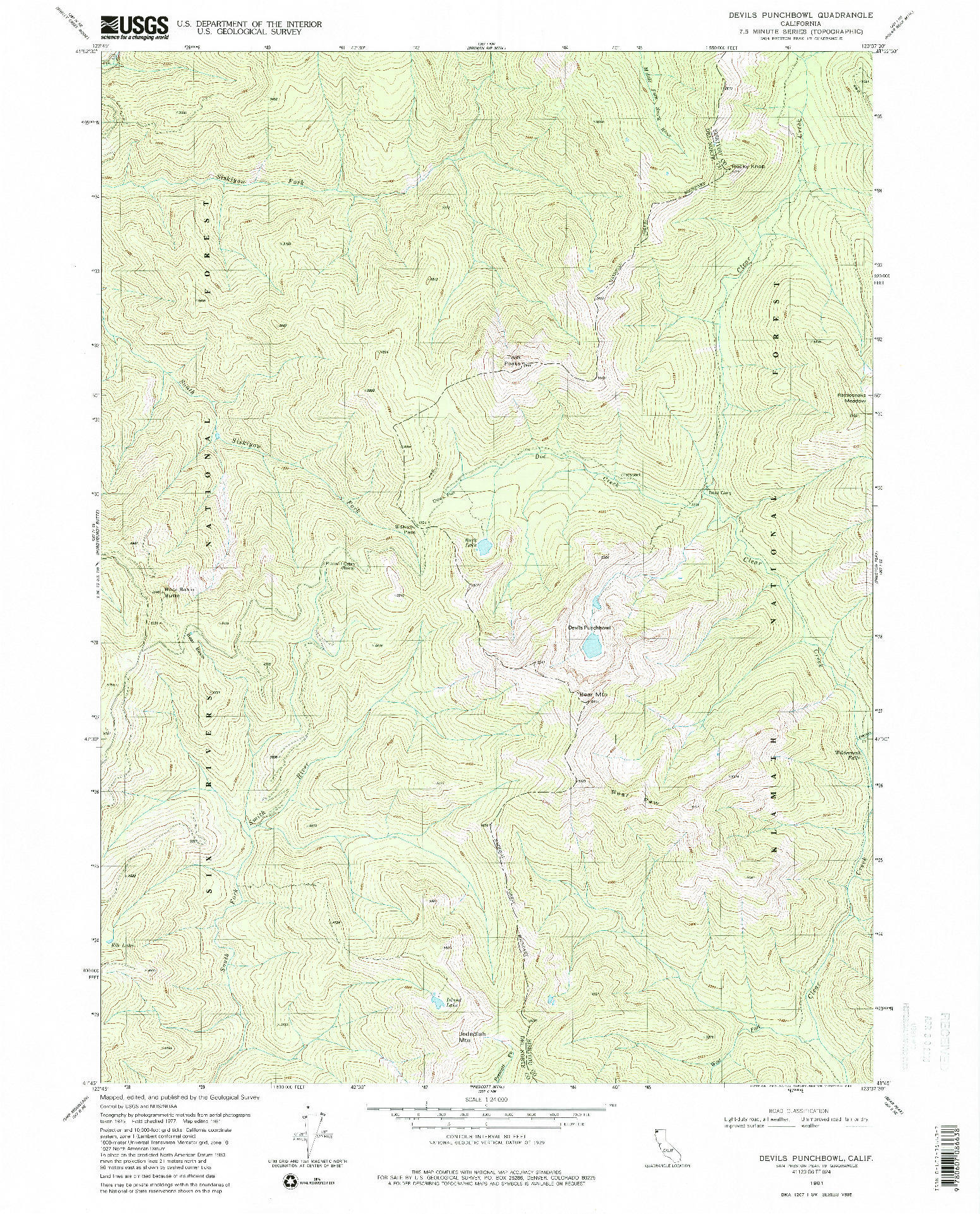 USGS 1:24000-SCALE QUADRANGLE FOR DEVILS PUNCHBOWL, CA 1981