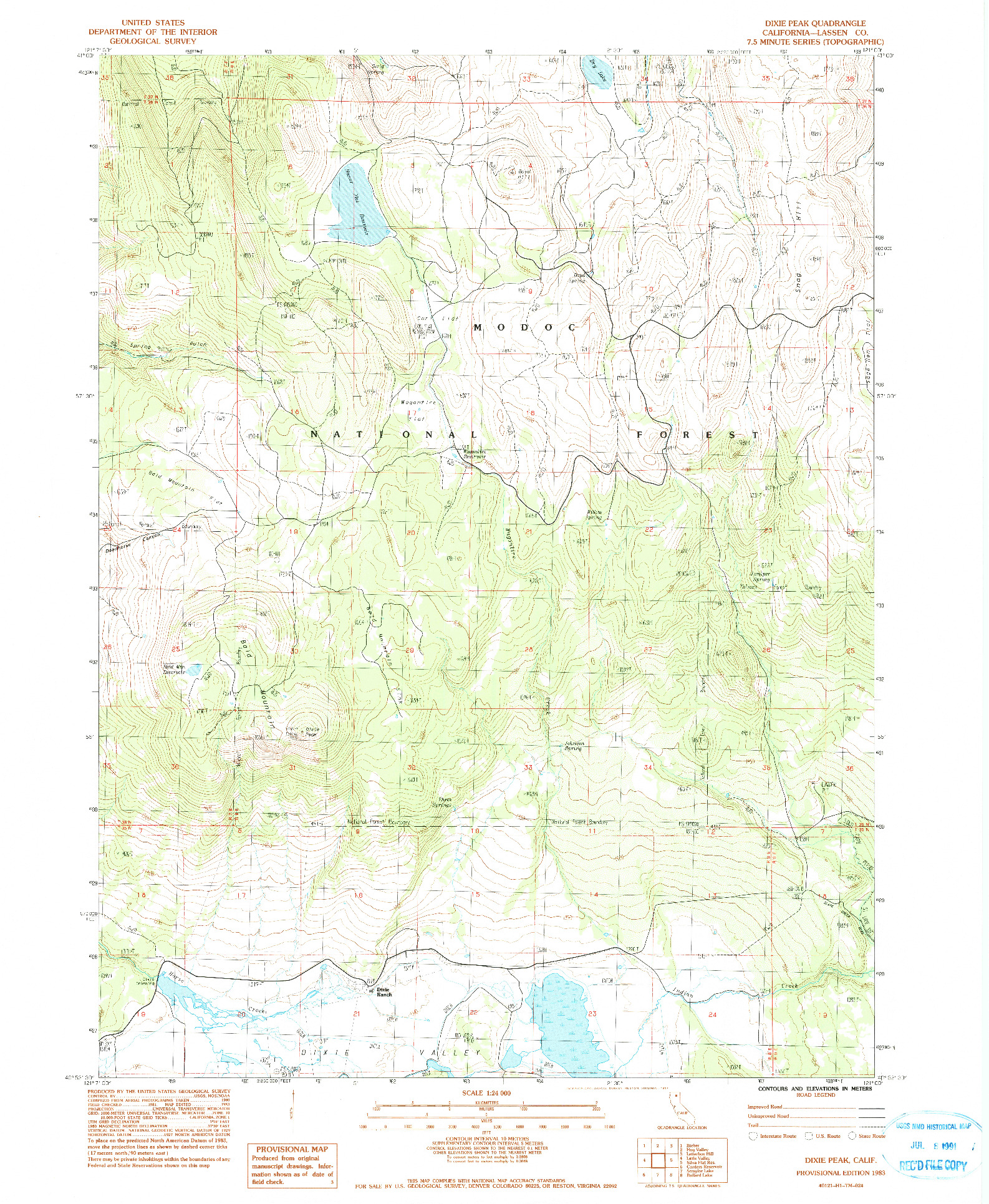 USGS 1:24000-SCALE QUADRANGLE FOR DIXIE PEAK, CA 1983