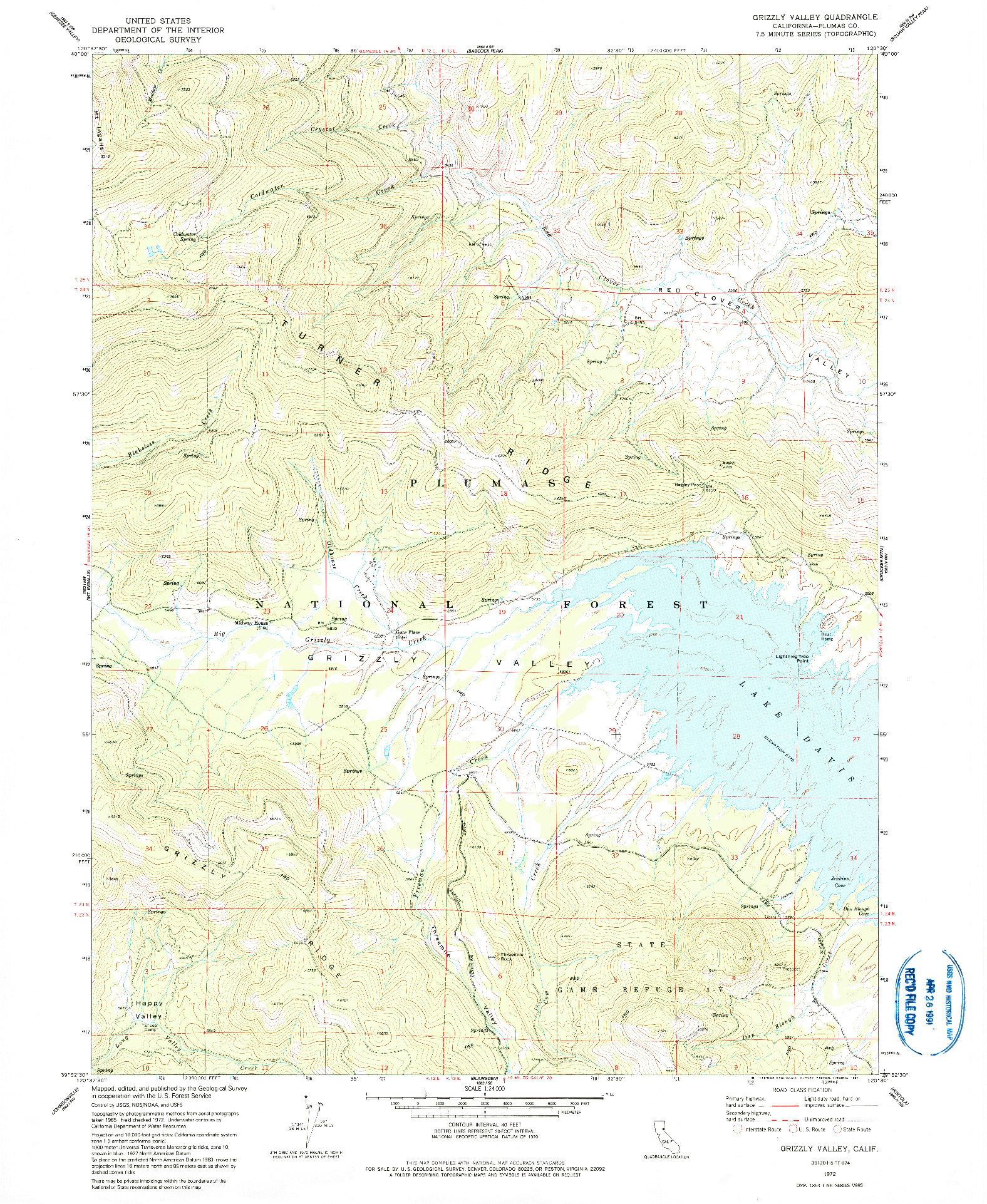 USGS 1:24000-SCALE QUADRANGLE FOR GRIZZLY VALLEY, CA 1972