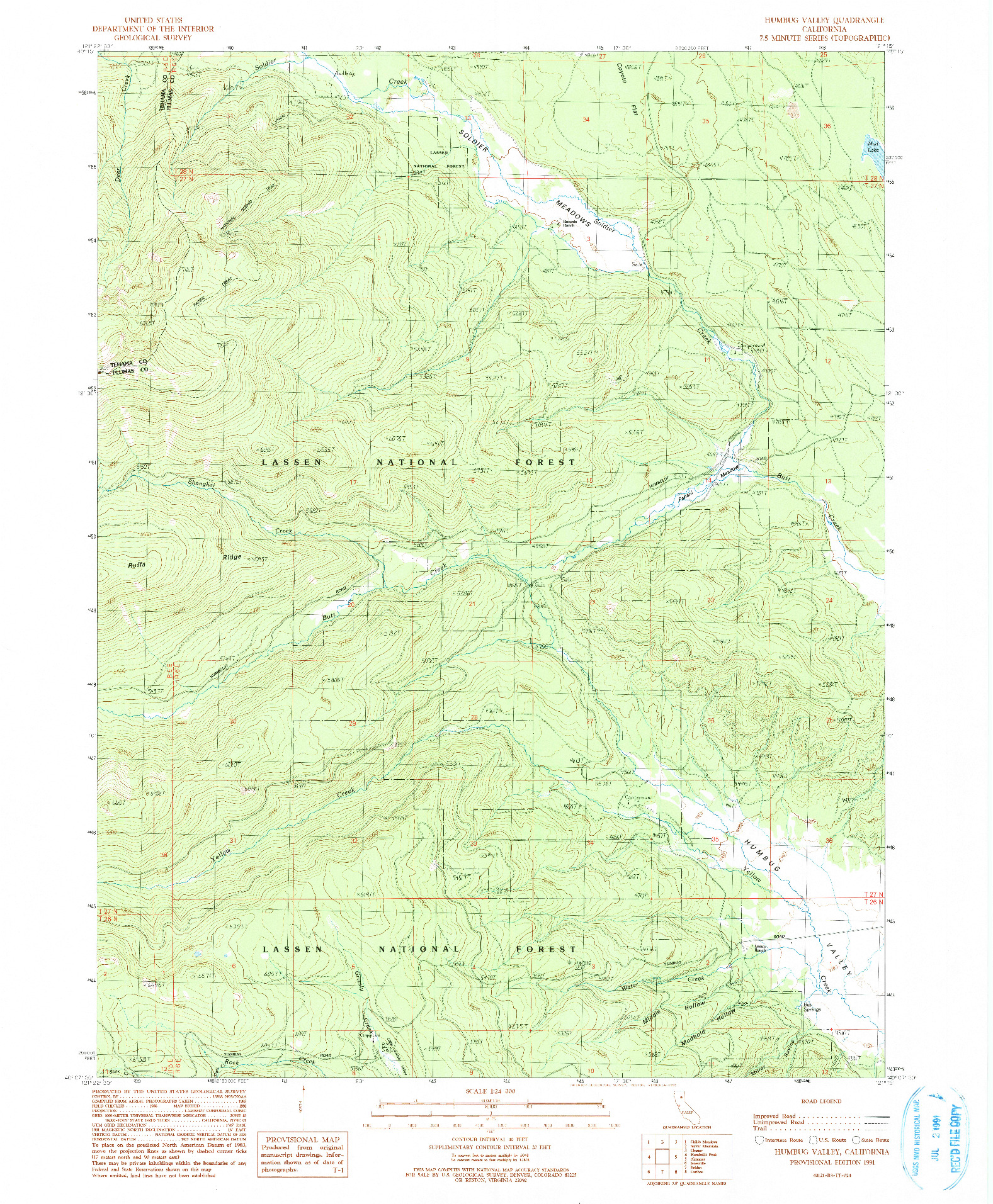 USGS 1:24000-SCALE QUADRANGLE FOR HUMBUG VALLEY, CA 1991