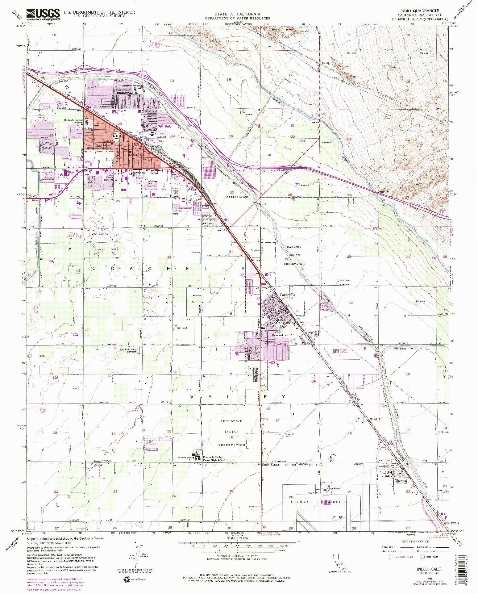 USGS 1:24000-SCALE QUADRANGLE FOR INDIO, CA 1956