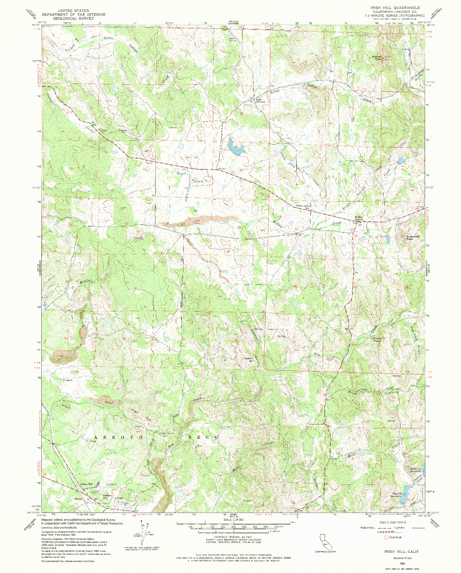 USGS 1:24000-SCALE QUADRANGLE FOR IRISH HILL, CA 1962