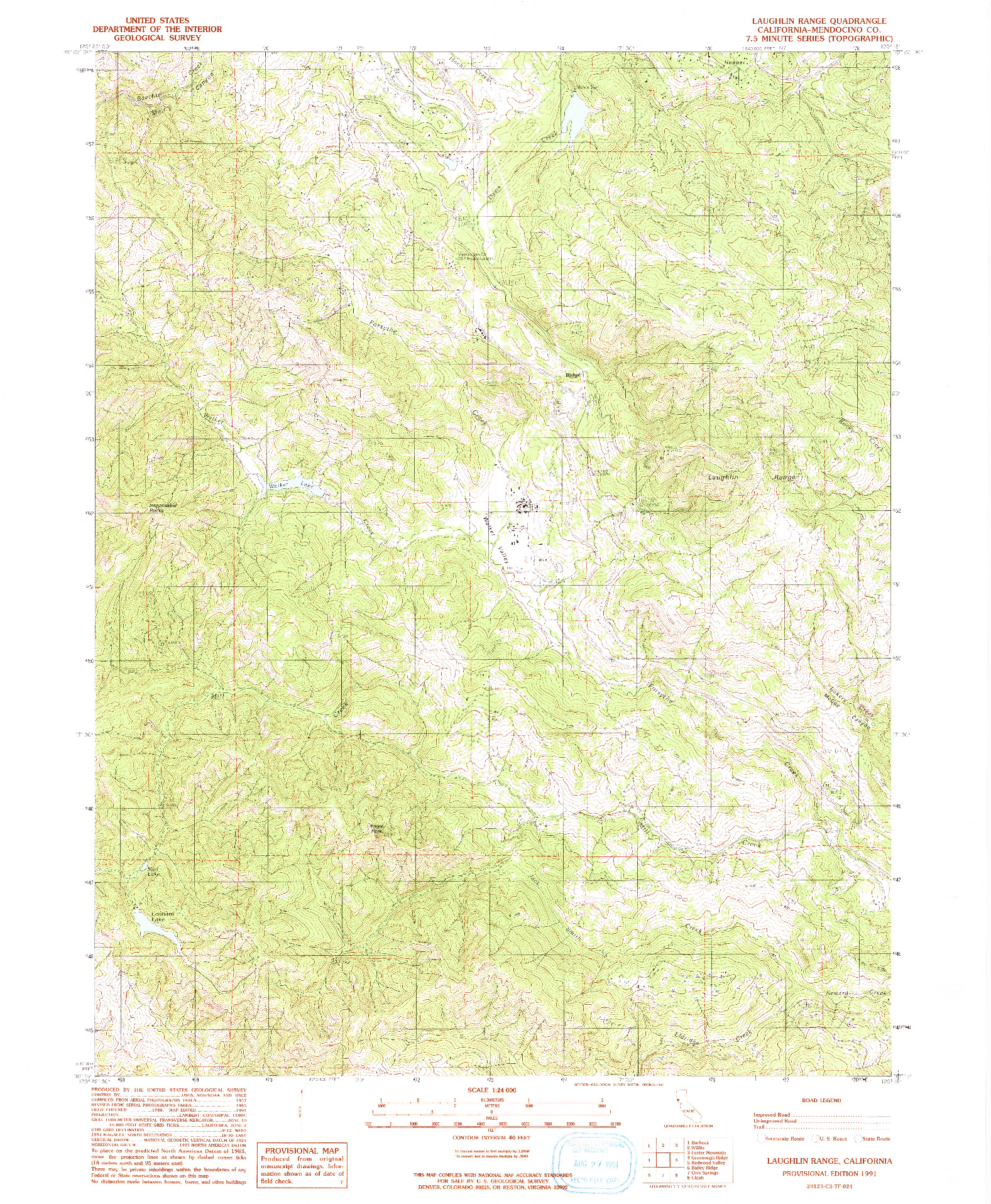 USGS 1:24000-SCALE QUADRANGLE FOR LAUGHLIN RANGE, CA 1991