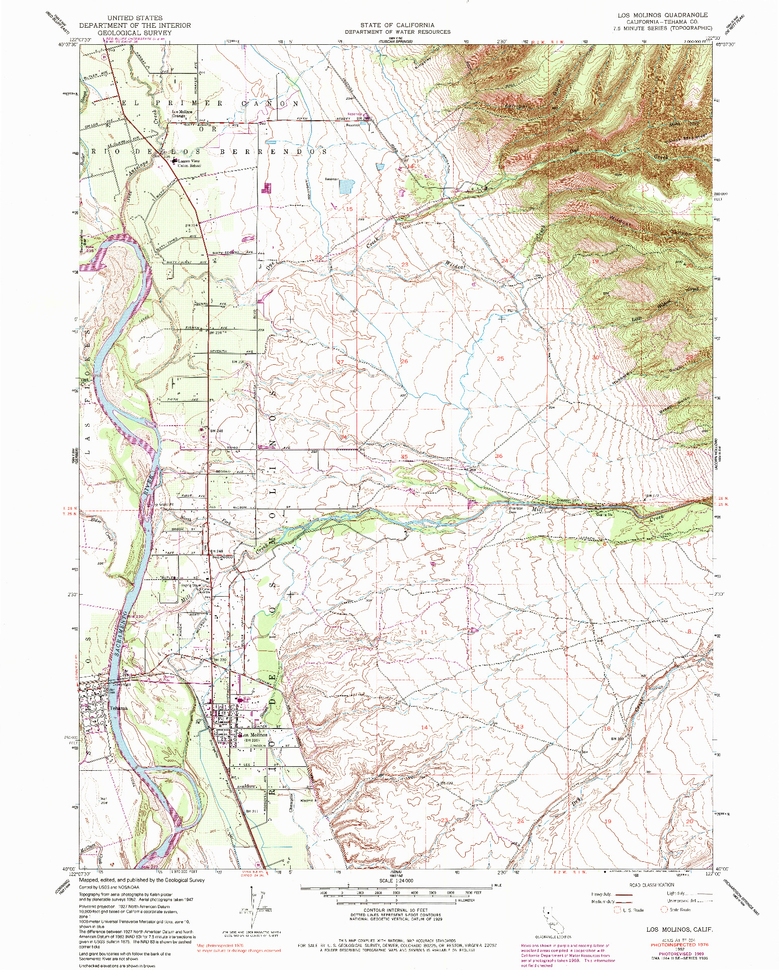 USGS 1:24000-SCALE QUADRANGLE FOR LOS MOLINOS, CA 1952