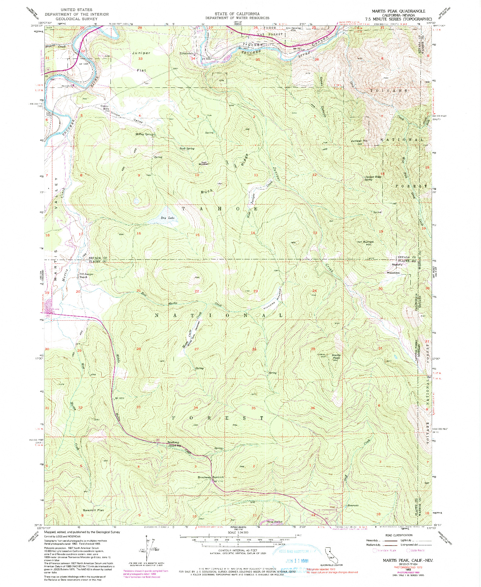 USGS 1:24000-SCALE QUADRANGLE FOR MARTIS PEAK, CA 1955