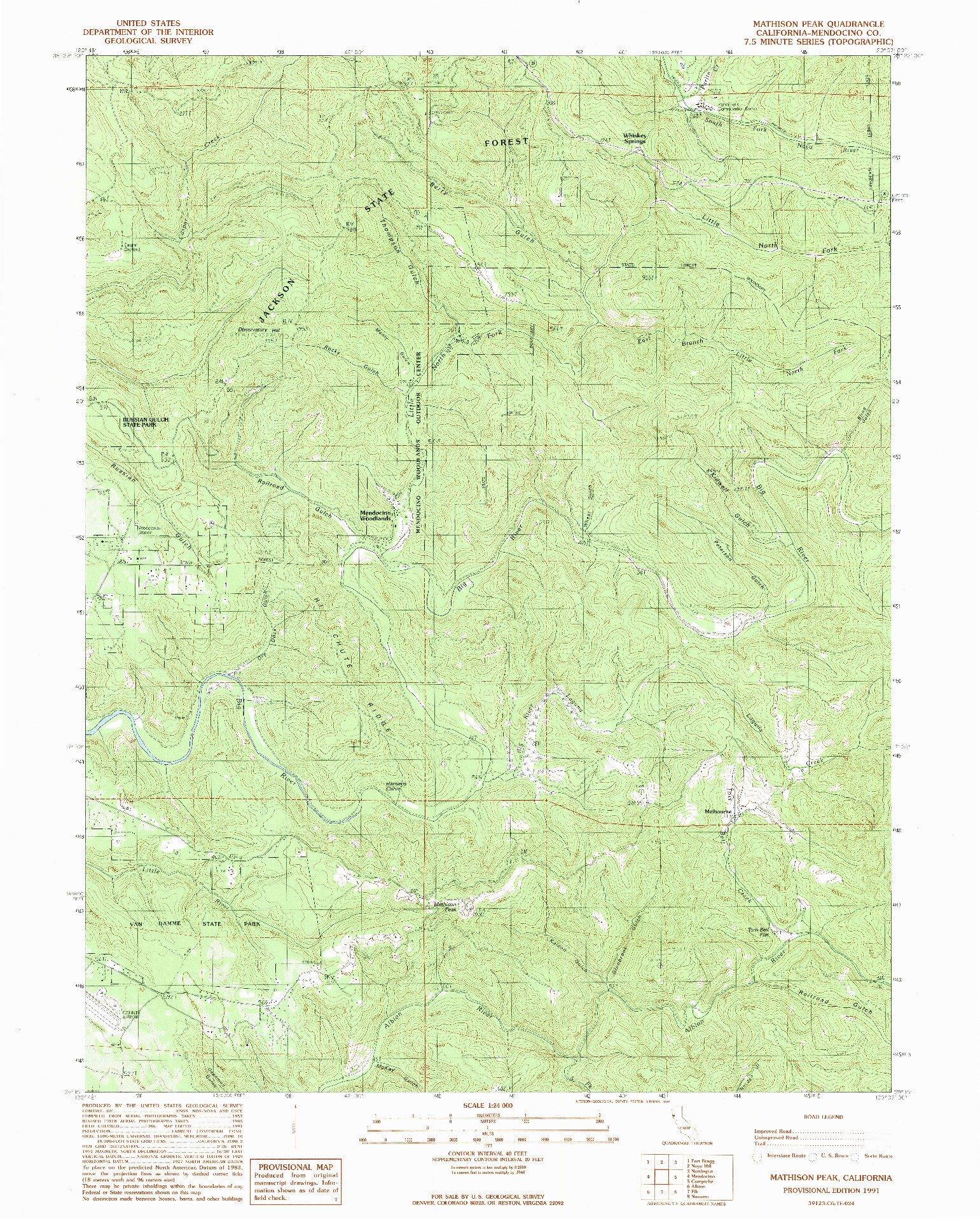 USGS 1:24000-SCALE QUADRANGLE FOR MATHISON PEAK, CA 1991