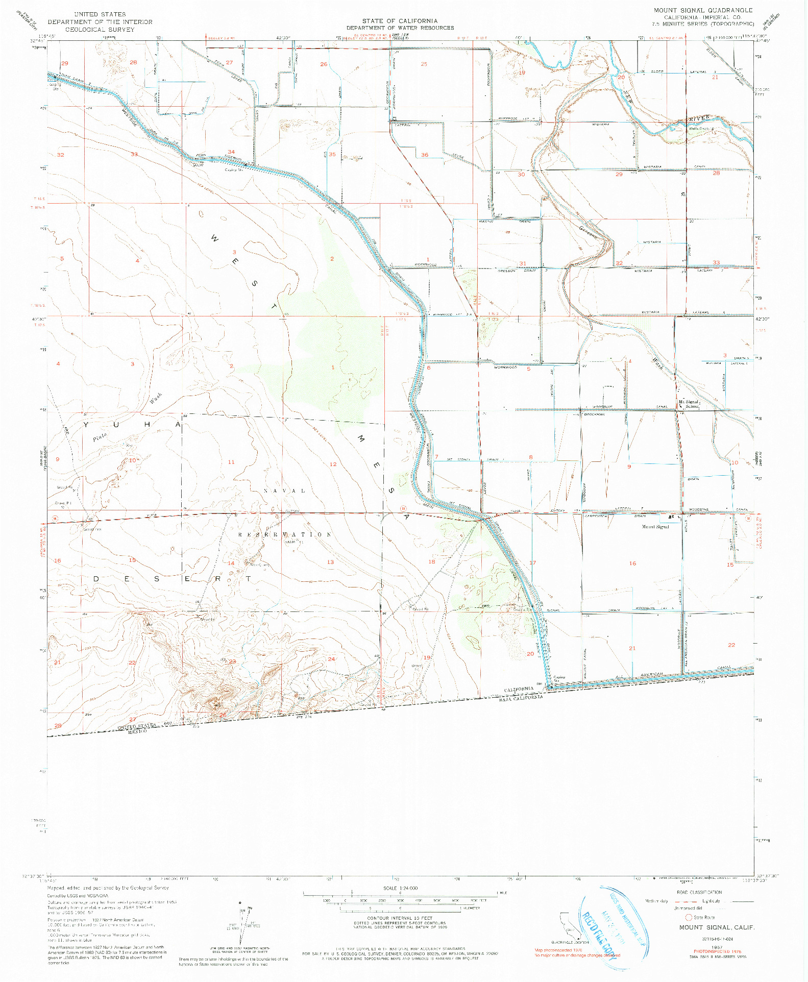 USGS 1:24000-SCALE QUADRANGLE FOR MOUNT SIGNAL, CA 1957