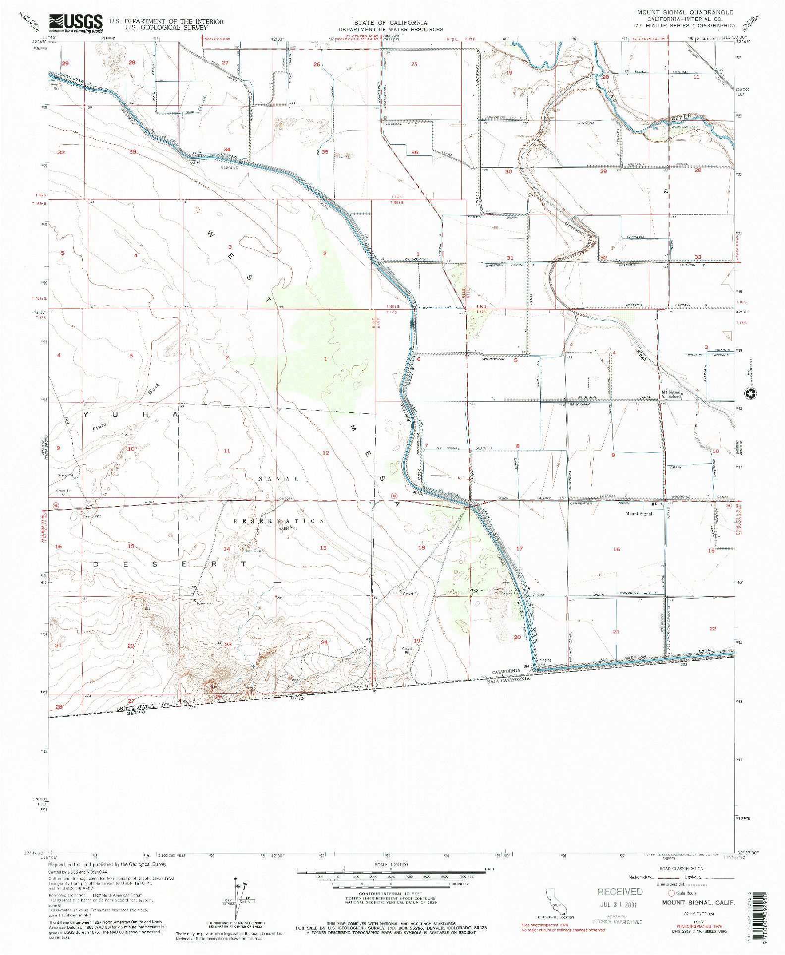 USGS 1:24000-SCALE QUADRANGLE FOR MOUNT SIGNAL, CA 1957