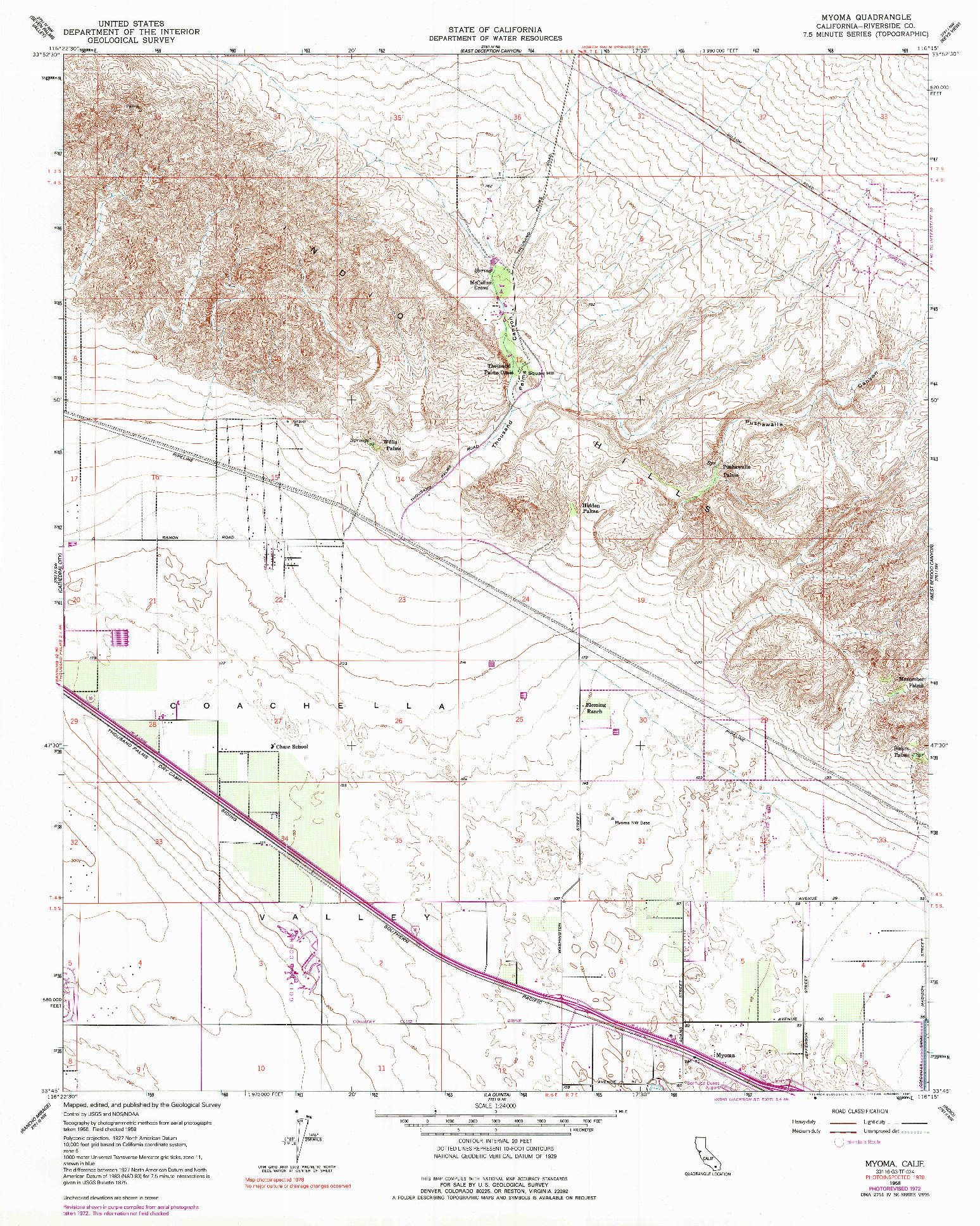 USGS 1:24000-SCALE QUADRANGLE FOR MYOMA, CA 1958