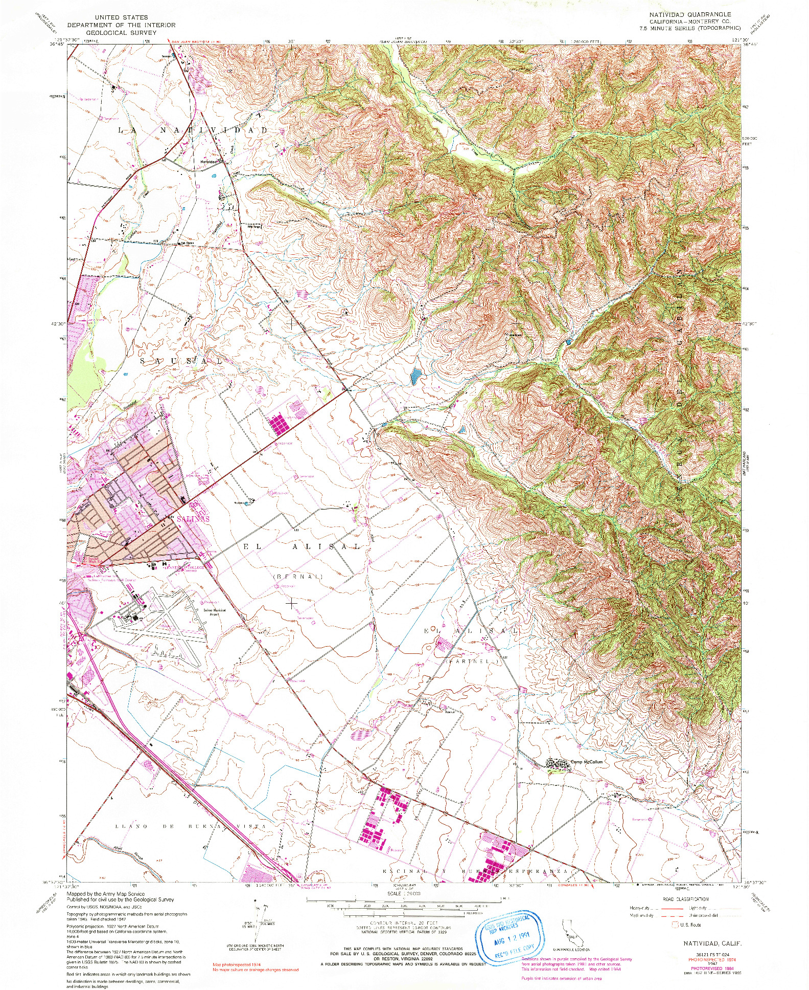 USGS 1:24000-SCALE QUADRANGLE FOR NATIVIDAD, CA 1947