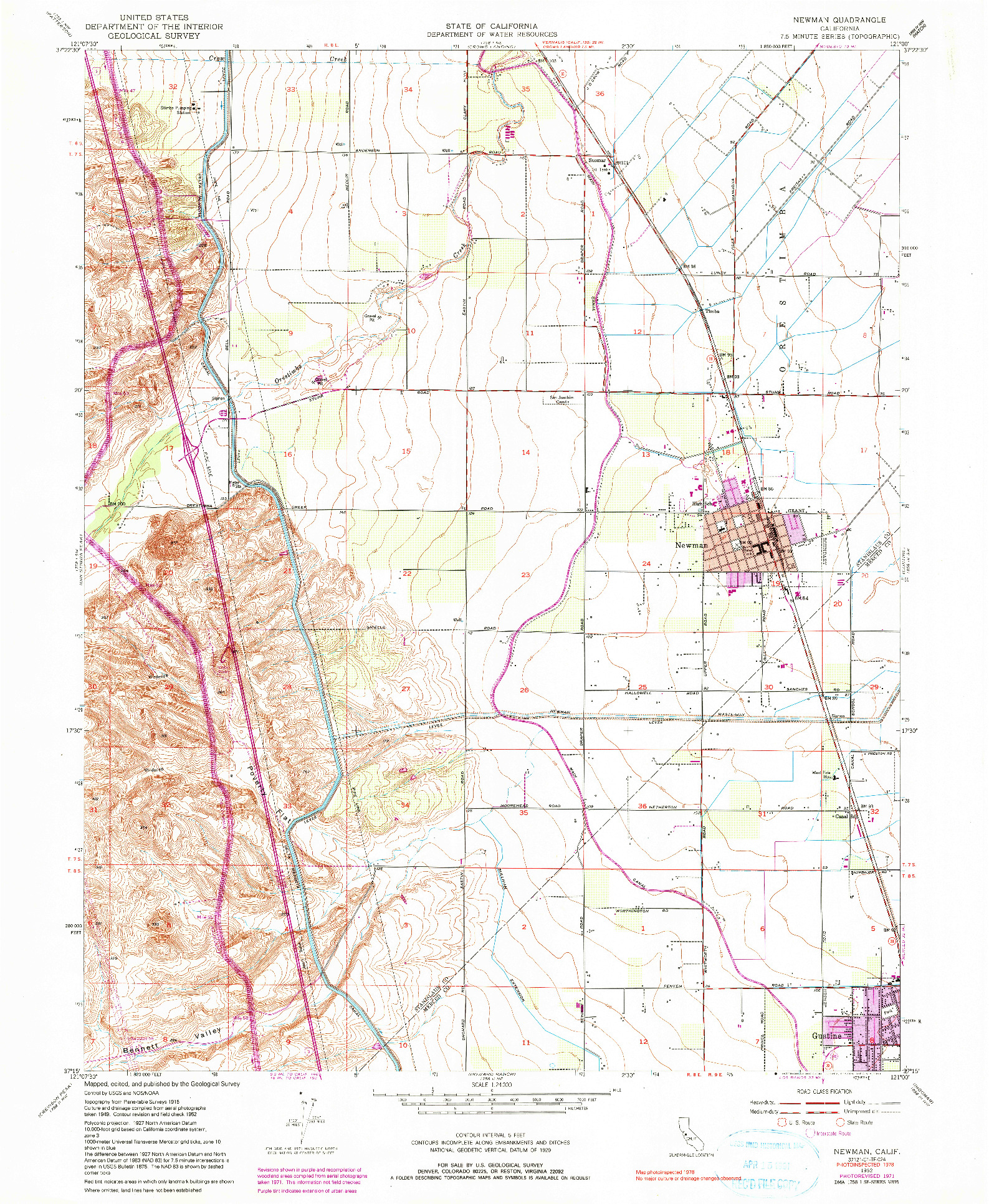 USGS 1:24000-SCALE QUADRANGLE FOR NEWMAN, CA 1952