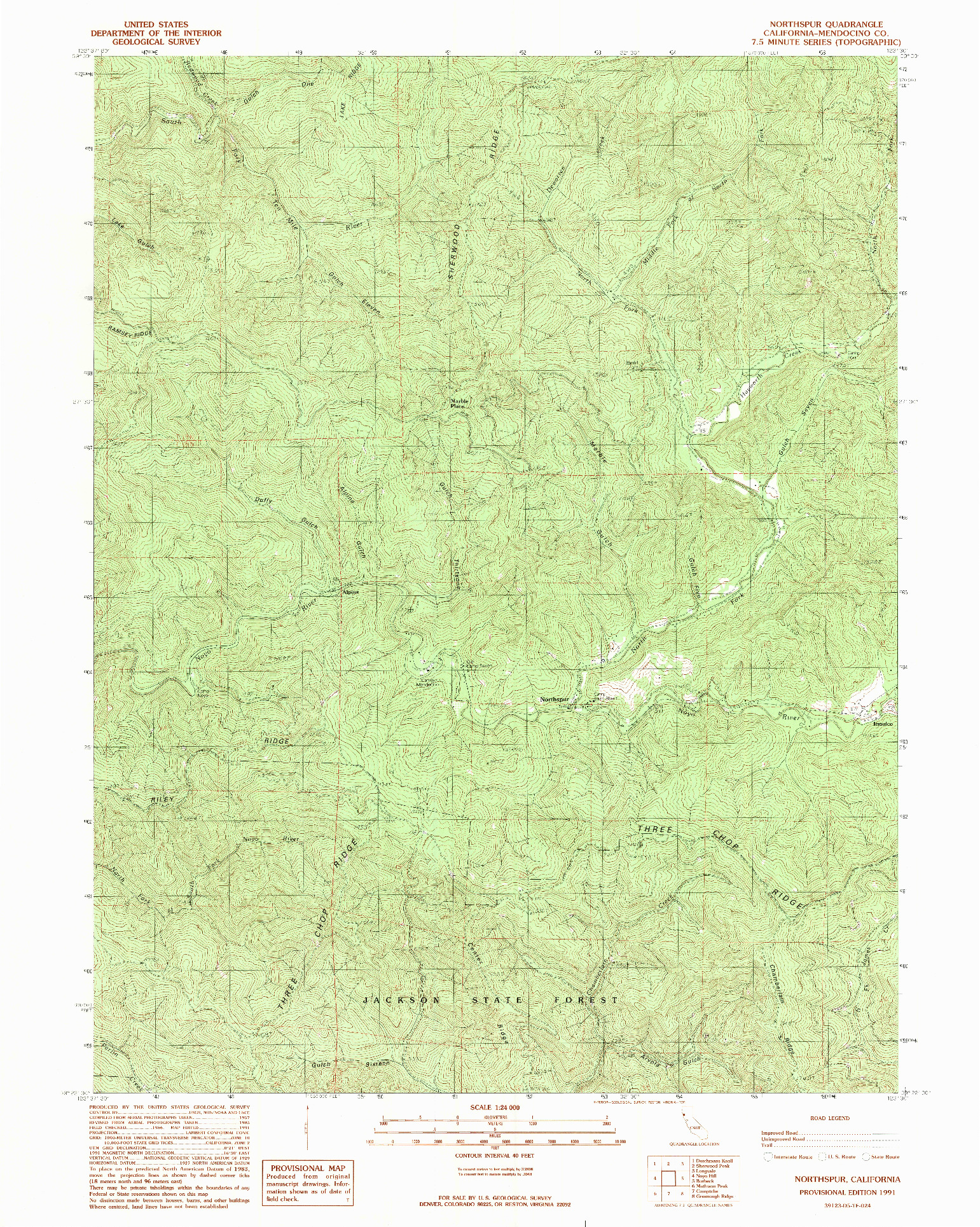 USGS 1:24000-SCALE QUADRANGLE FOR NORTHSPUR, CA 1991