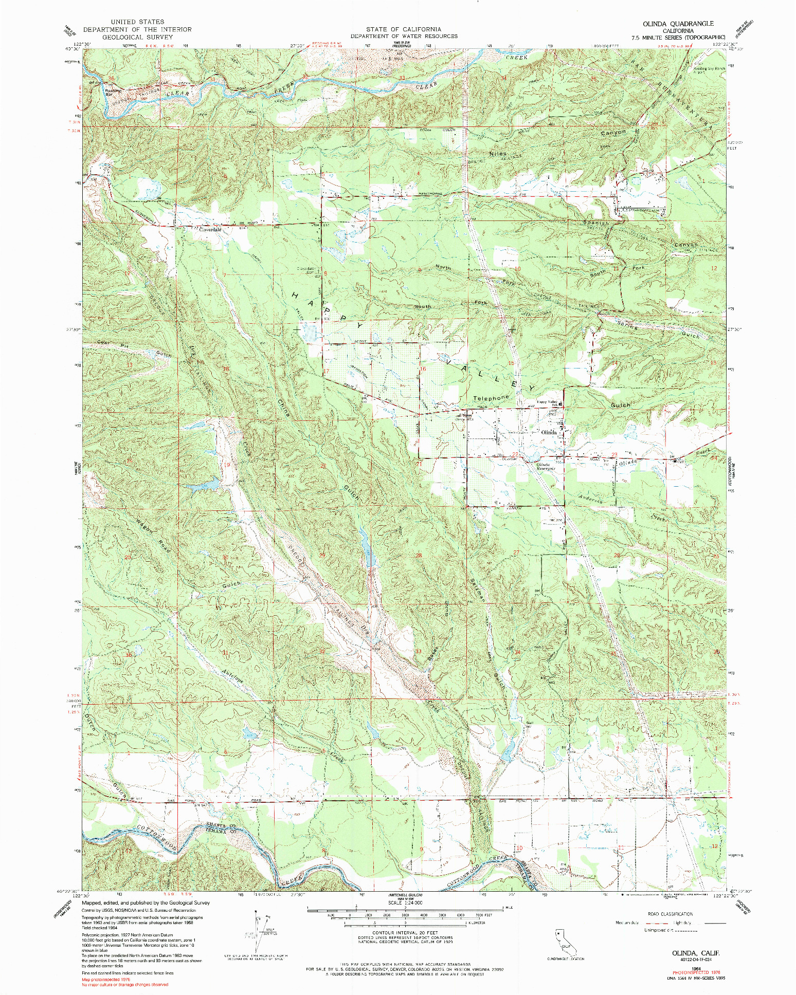 USGS 1:24000-SCALE QUADRANGLE FOR OLINDA, CA 1964