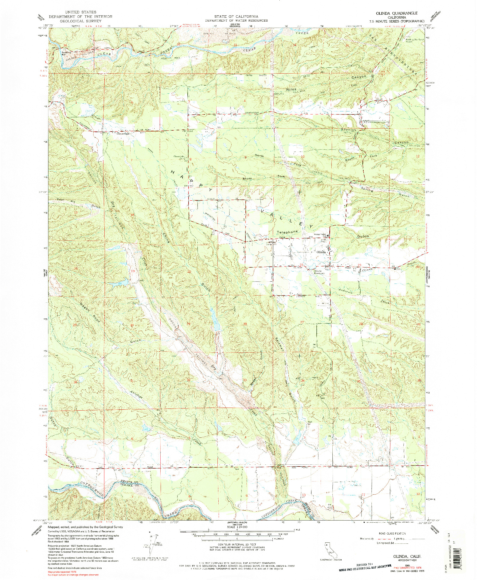 USGS 1:24000-SCALE QUADRANGLE FOR OLINDA, CA 1964