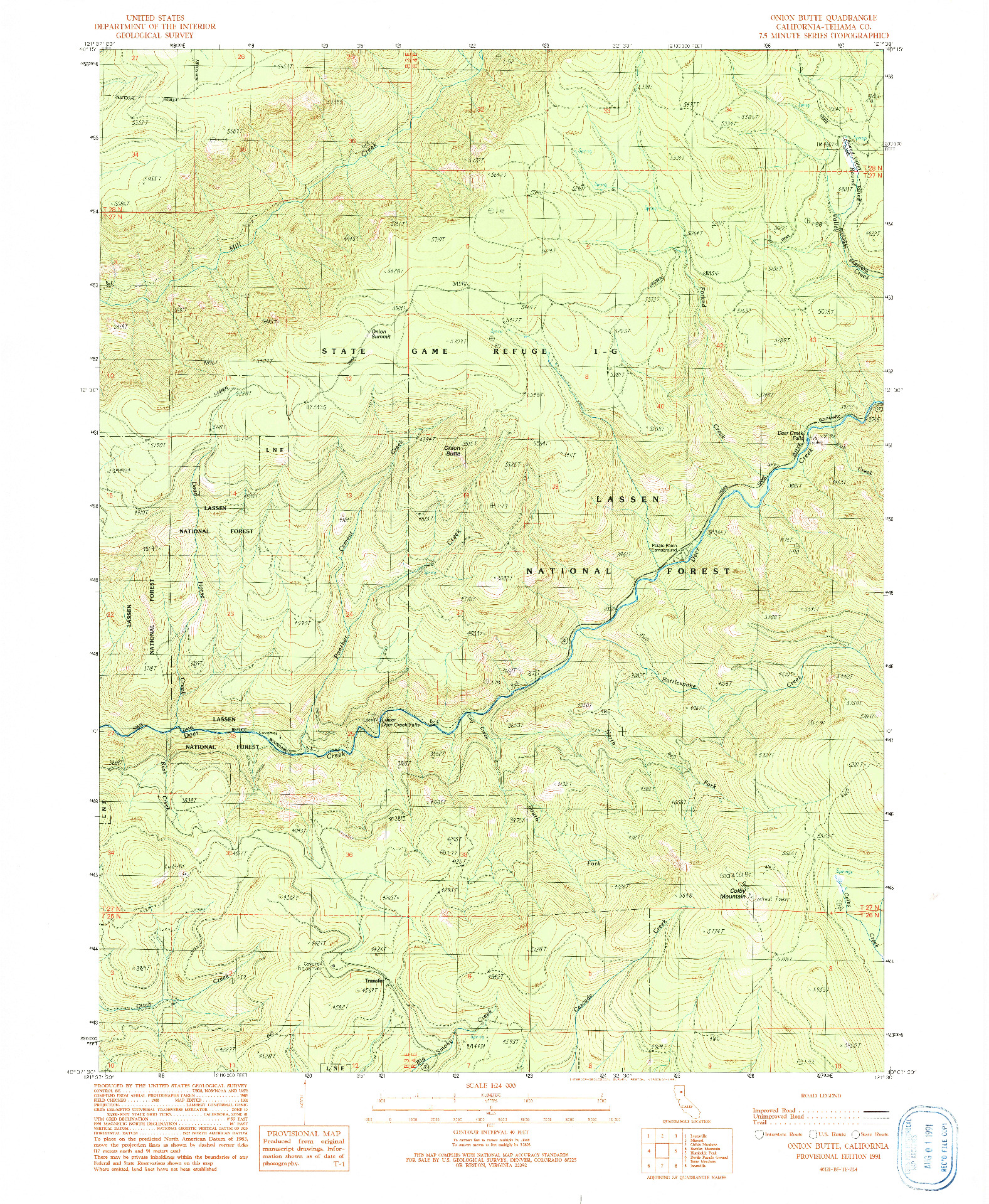USGS 1:24000-SCALE QUADRANGLE FOR ONION BUTTE, CA 1991