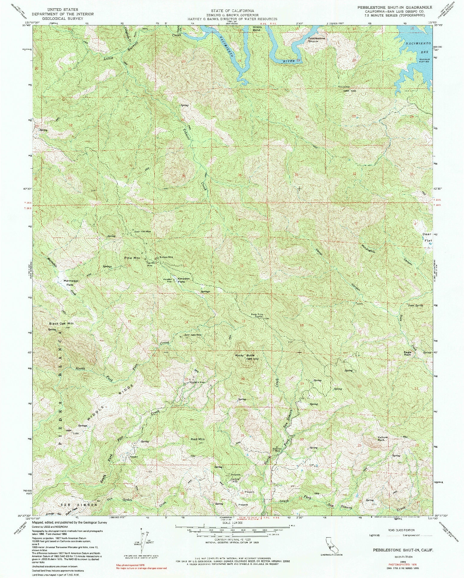 USGS 1:24000-SCALE QUADRANGLE FOR PEBBLESTONE SHUT-IN, CA 1959