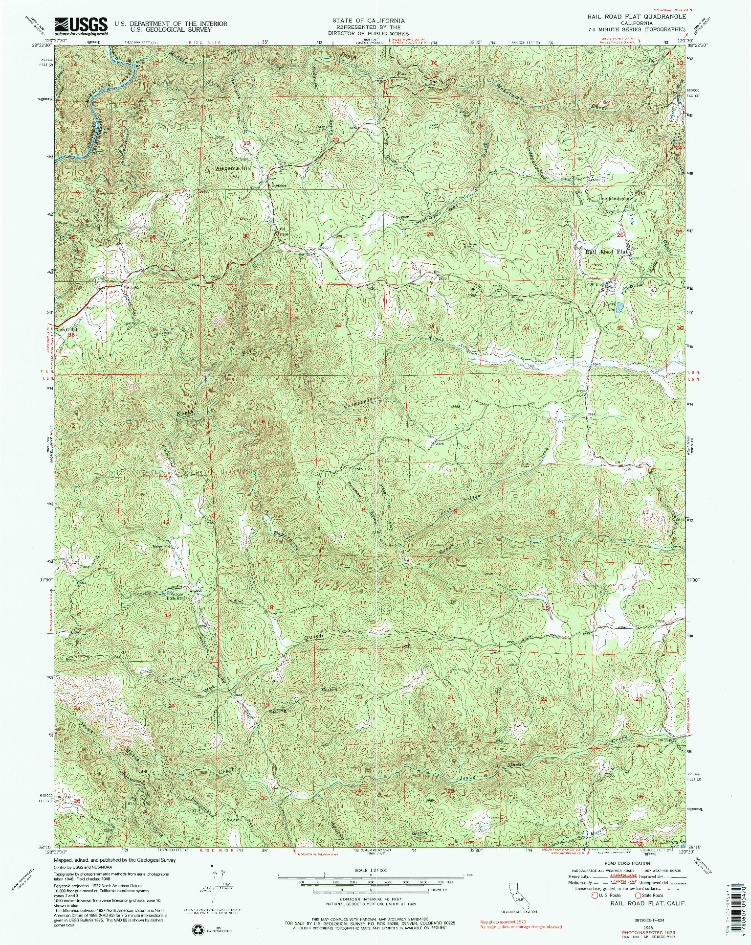 USGS 1:24000-SCALE QUADRANGLE FOR RAIL ROAD FLAT, CA 1948