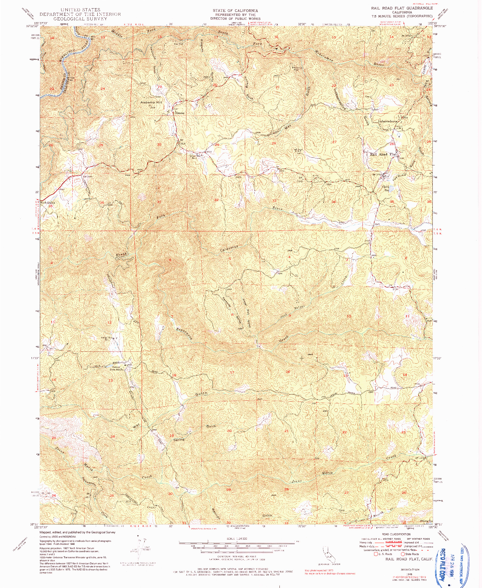 USGS 1:24000-SCALE QUADRANGLE FOR RAIL ROAD FLAT, CA 1948