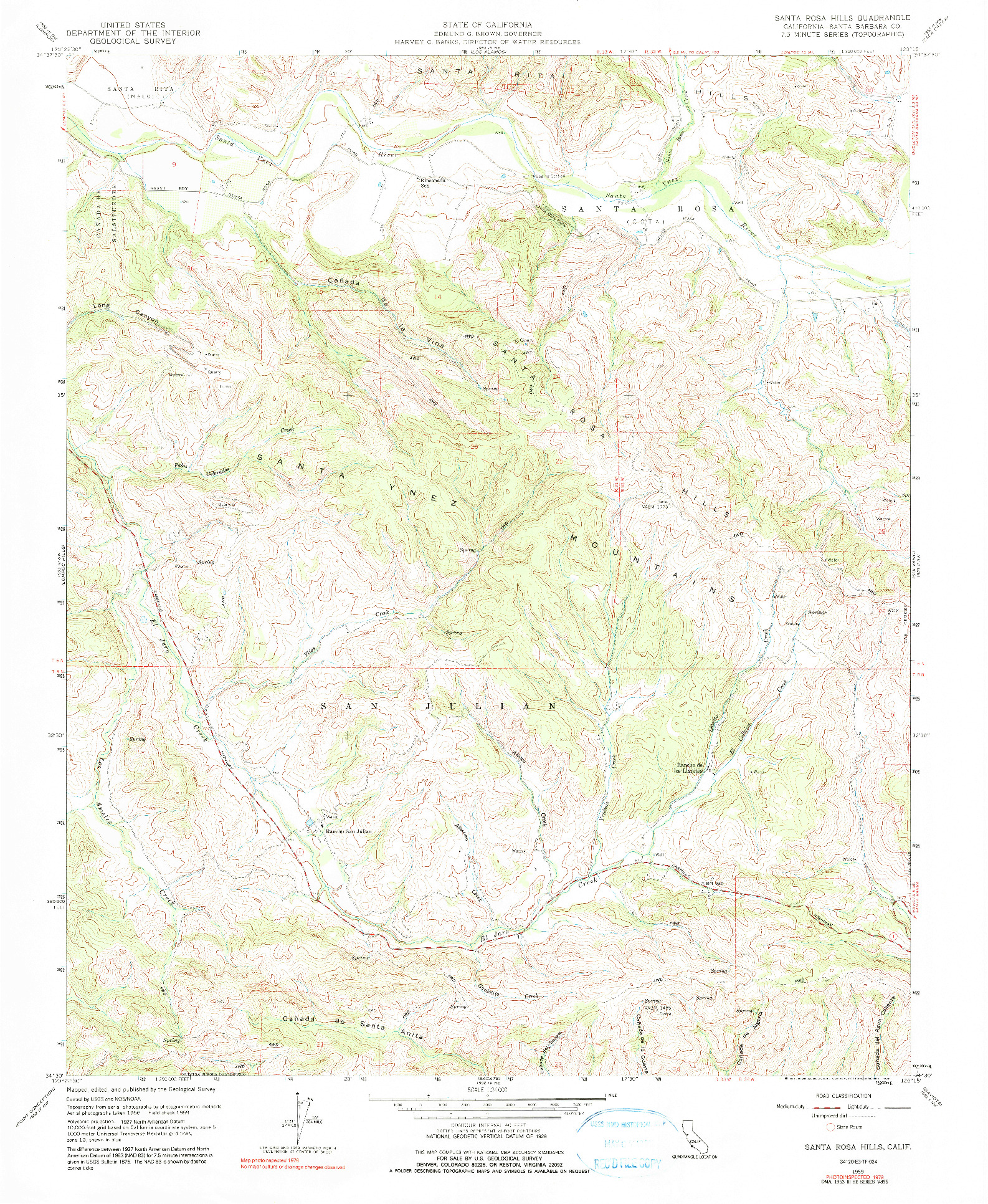 USGS 1:24000-SCALE QUADRANGLE FOR SANTA ROSA HILLS, CA 1959