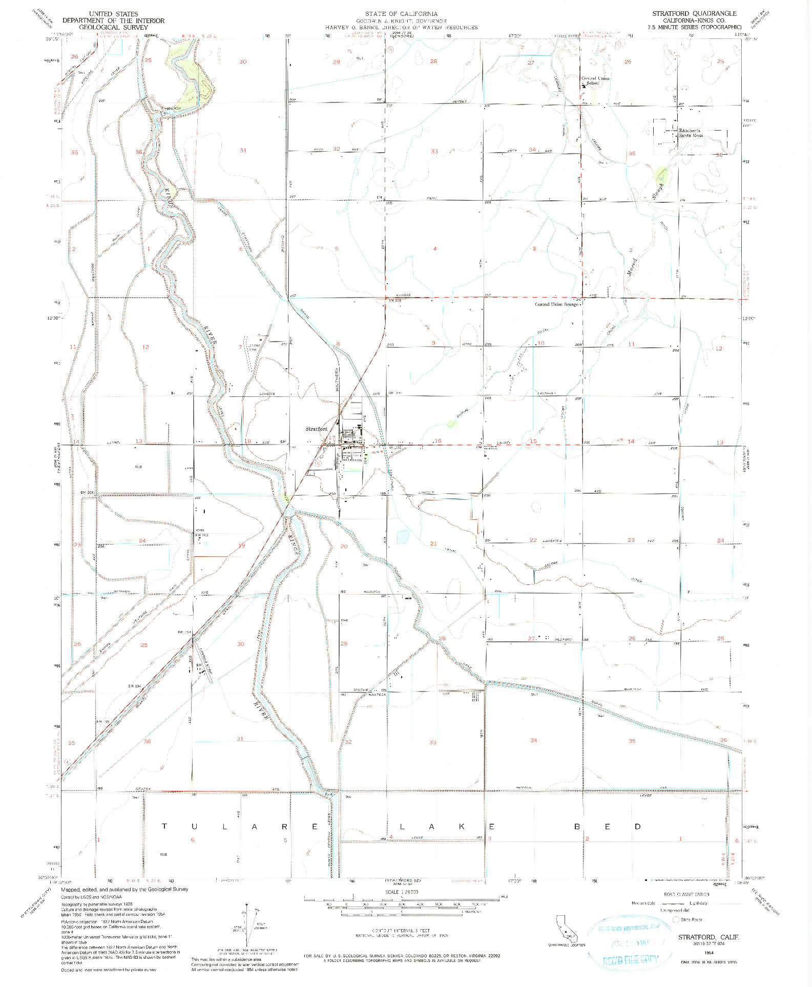 USGS 1:24000-SCALE QUADRANGLE FOR STRATFORD, CA 1954