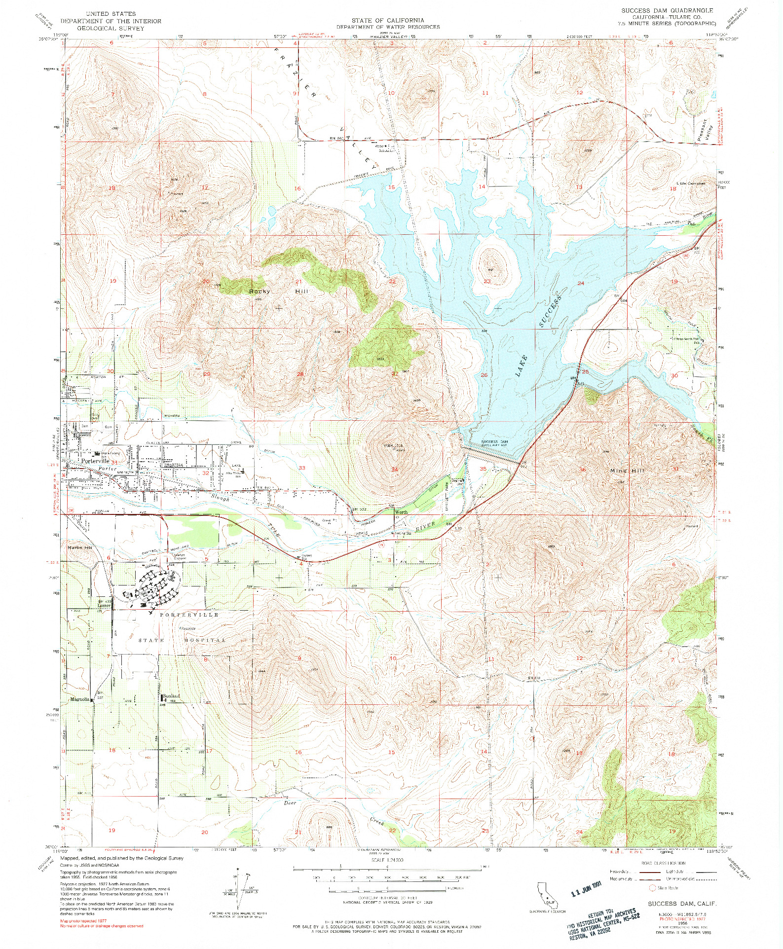 USGS 1:24000-SCALE QUADRANGLE FOR SUCCESS DAM, CA 1956