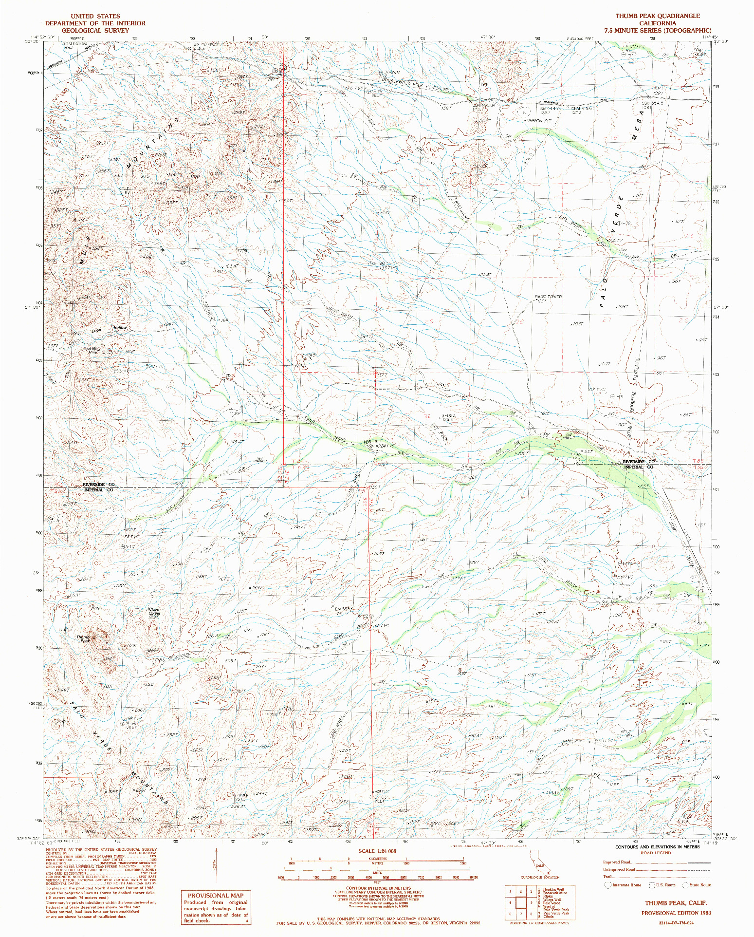 USGS 1:24000-SCALE QUADRANGLE FOR THUMB PEAK, CA 1983