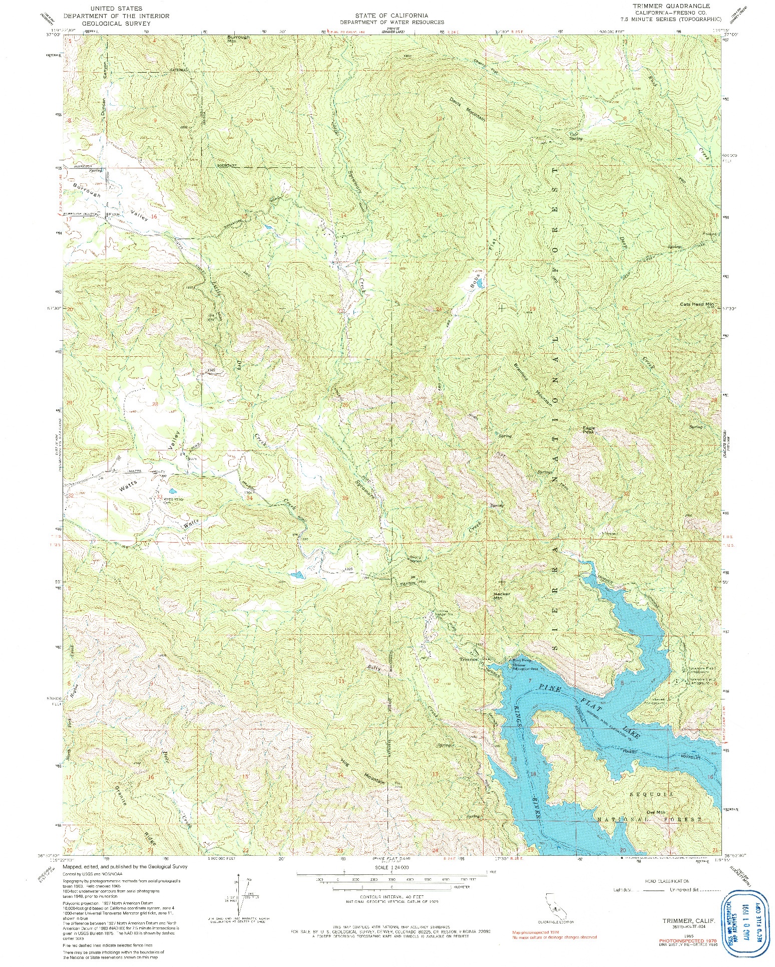 USGS 1:24000-SCALE QUADRANGLE FOR TRIMMER, CA 1965