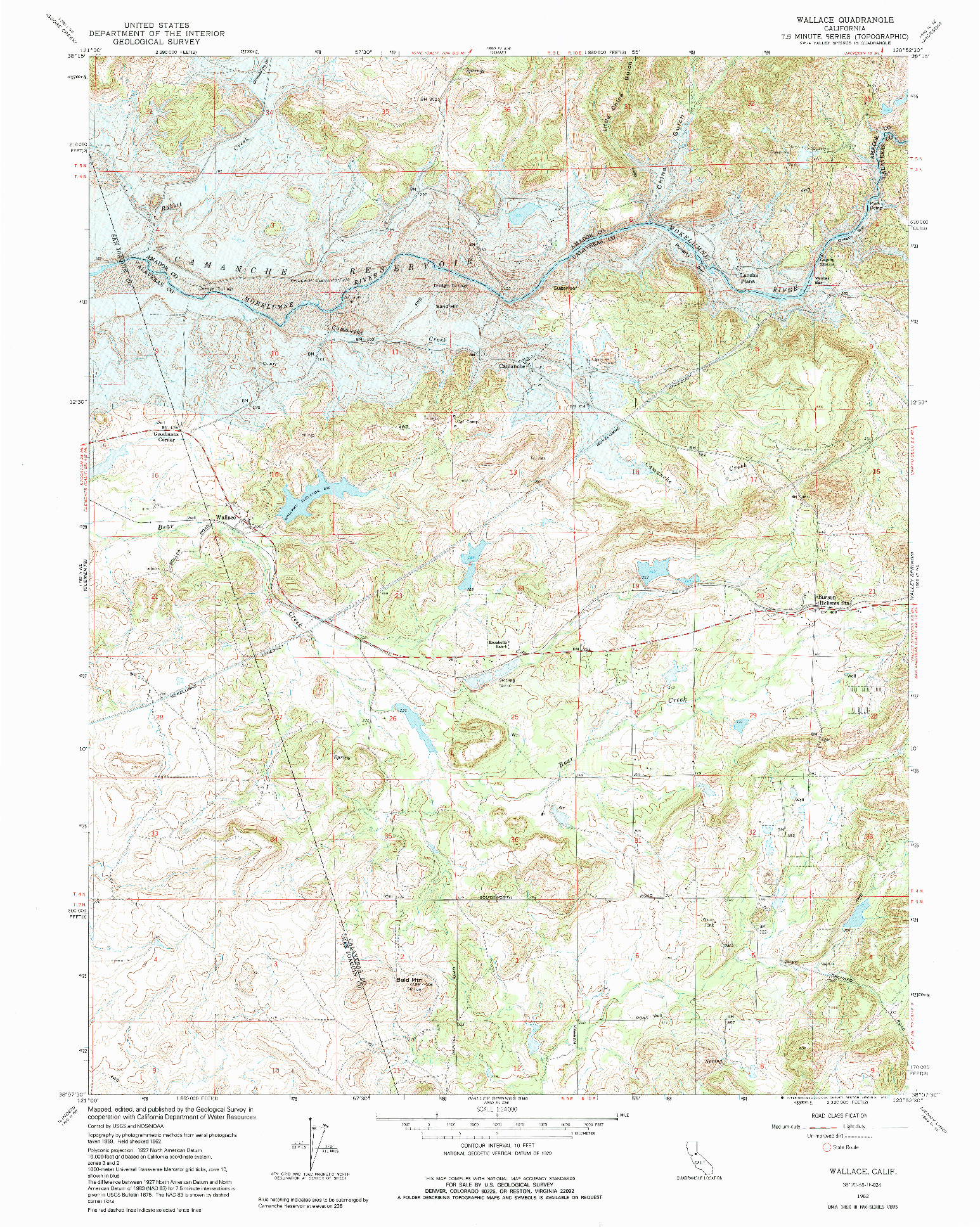 USGS 1:24000-SCALE QUADRANGLE FOR WALLACE, CA 1962