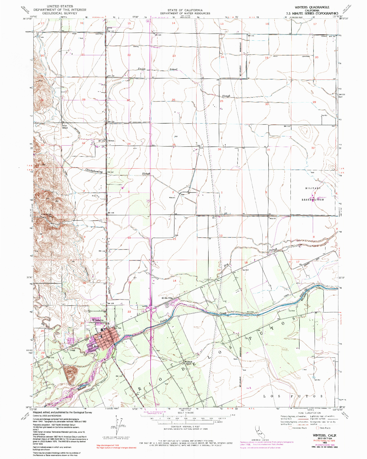 USGS 1:24000-SCALE QUADRANGLE FOR WINTERS, CA 1953