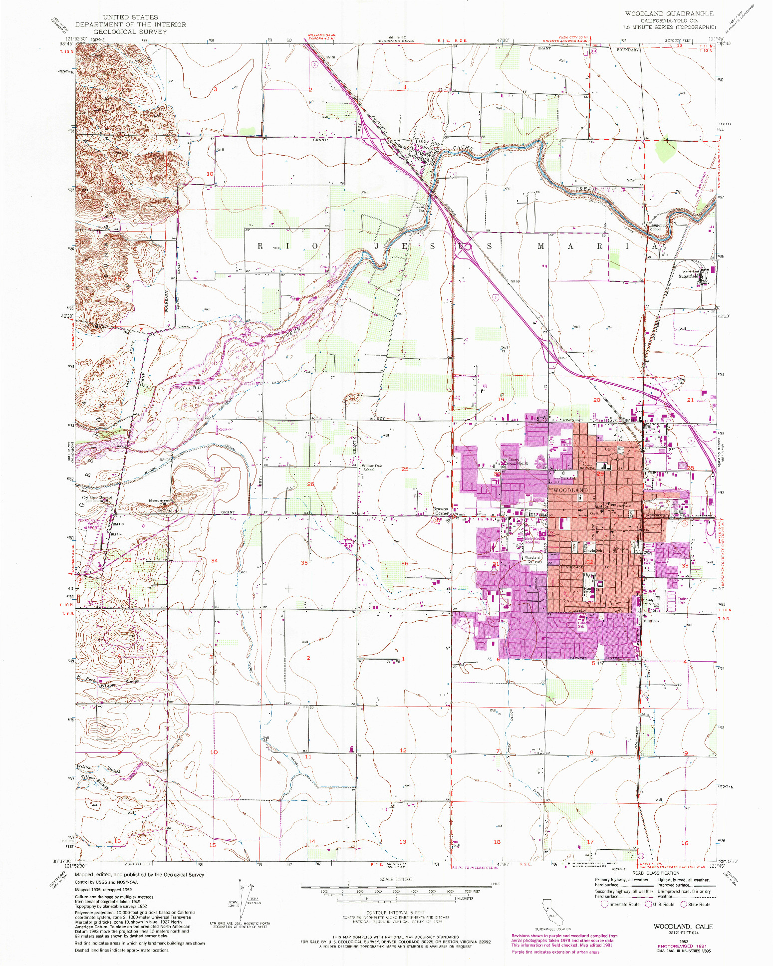 USGS 1:24000-SCALE QUADRANGLE FOR WOODLAND, CA 1952