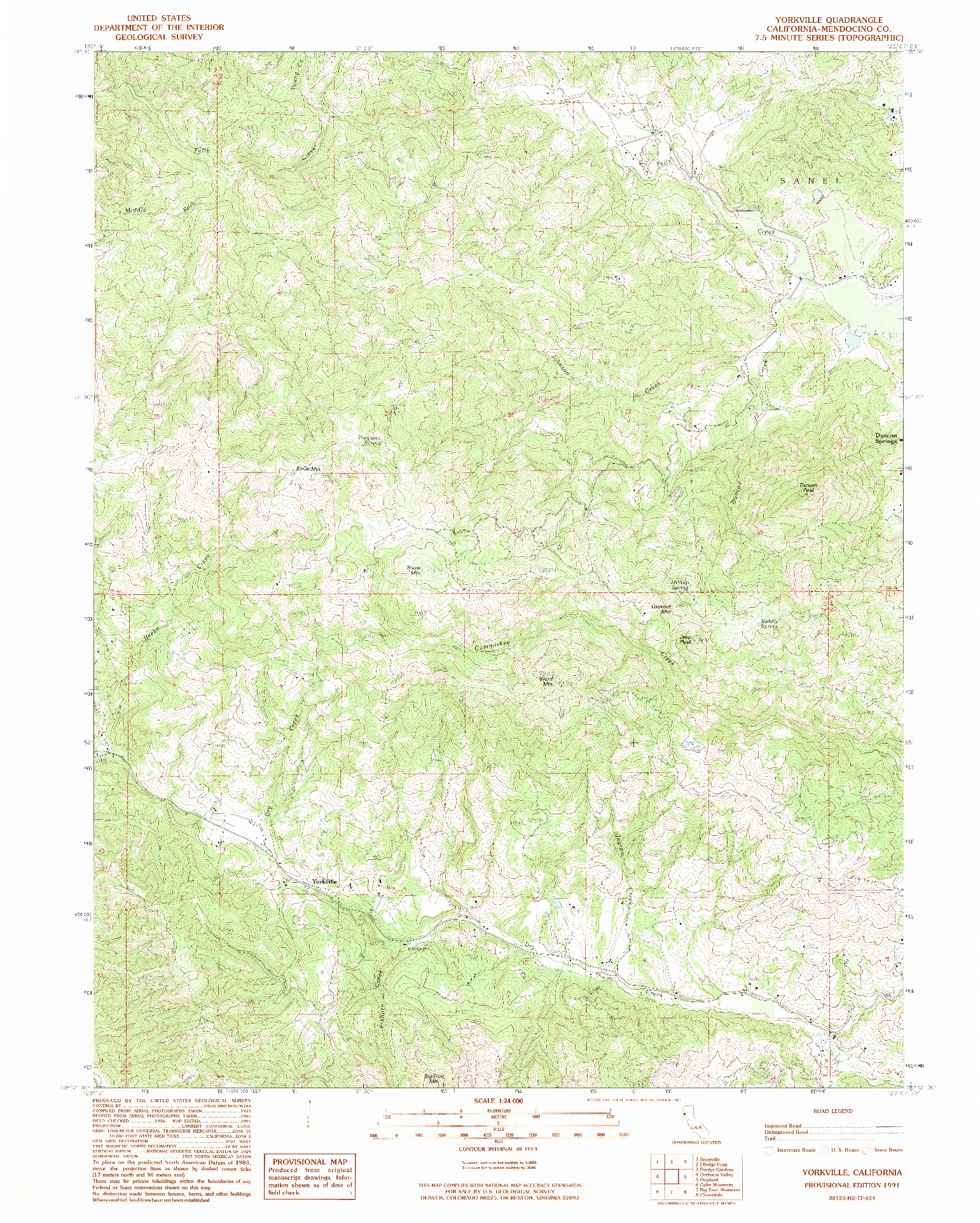 USGS 1:24000-SCALE QUADRANGLE FOR YORKVILLE, CA 1991