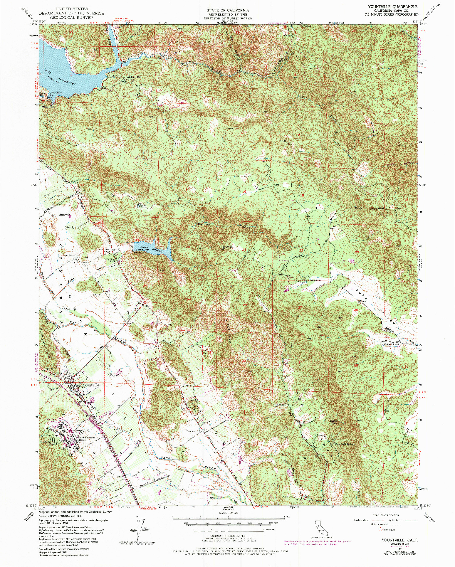 USGS 1:24000-SCALE QUADRANGLE FOR YOUNTVILLE, CA 1951