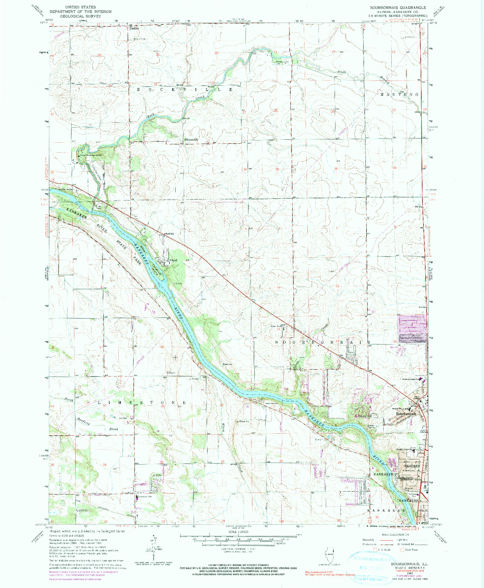 USGS 1:24000-SCALE QUADRANGLE FOR BOURBONNAIS, IL 1963