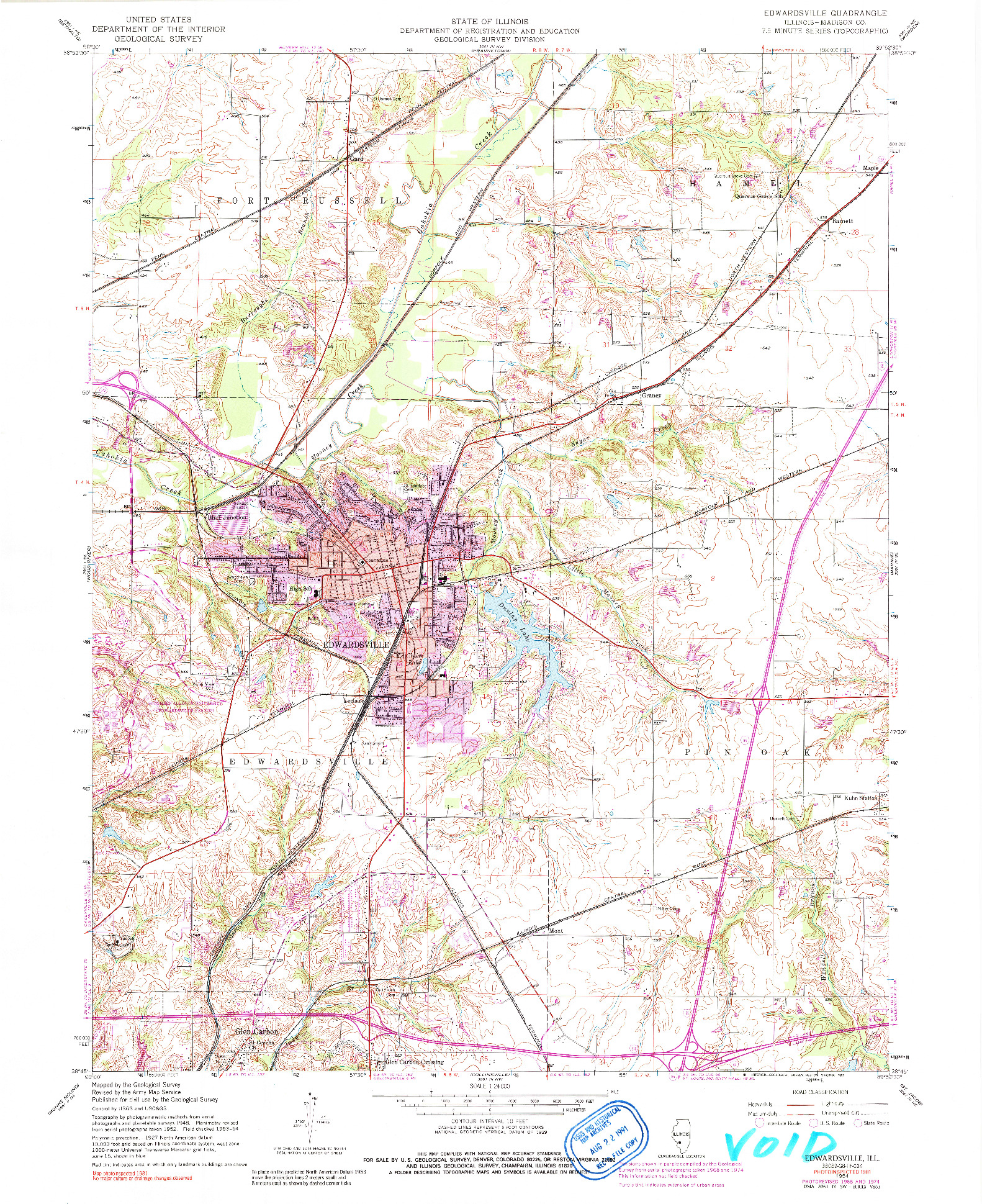 USGS 1:24000-SCALE QUADRANGLE FOR EDWARDSVILLE, IL 1954