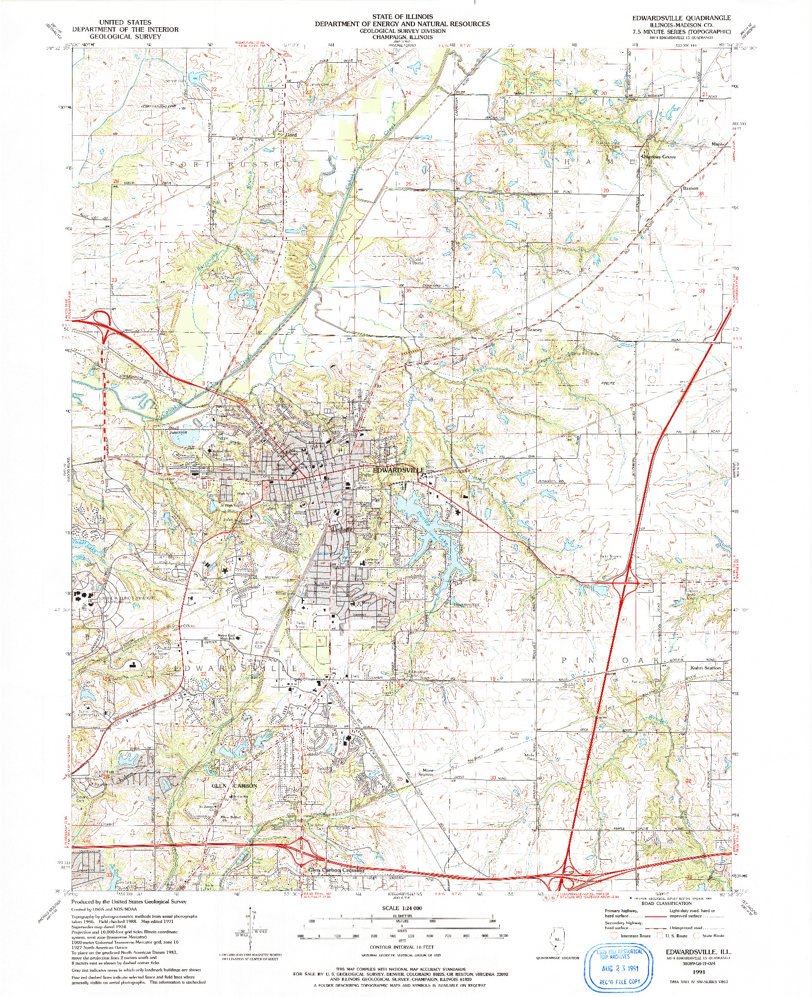 USGS 1:24000-SCALE QUADRANGLE FOR EDWARDSVILLE, IL 1991