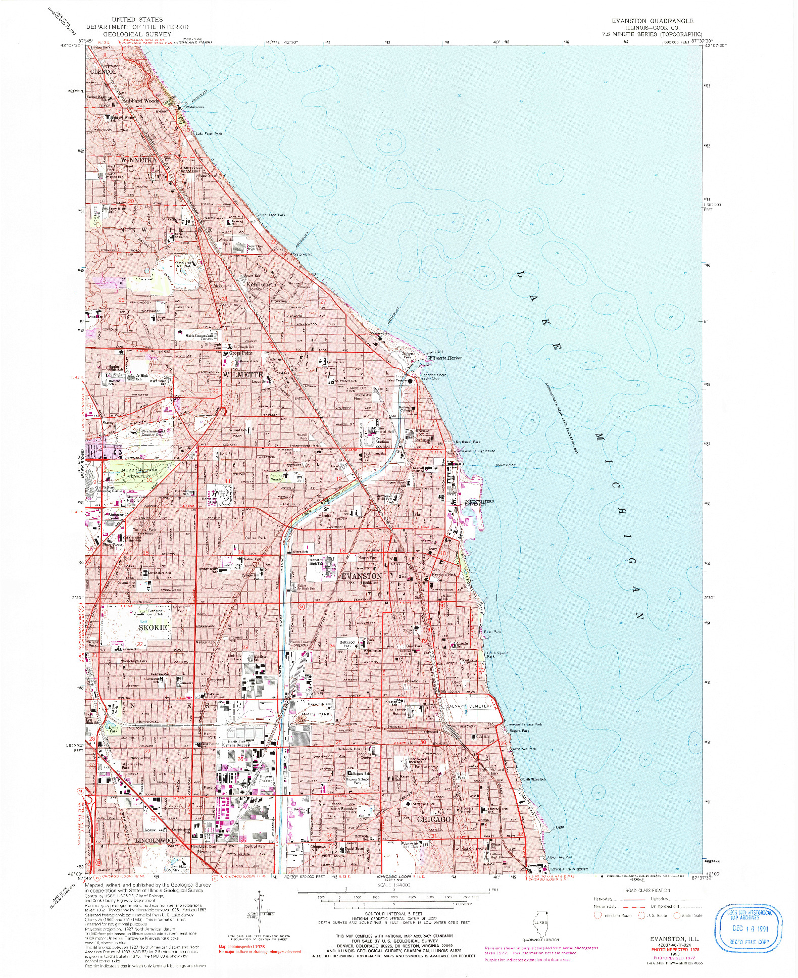 USGS 1:24000-SCALE QUADRANGLE FOR EVANSTON, IL 1963