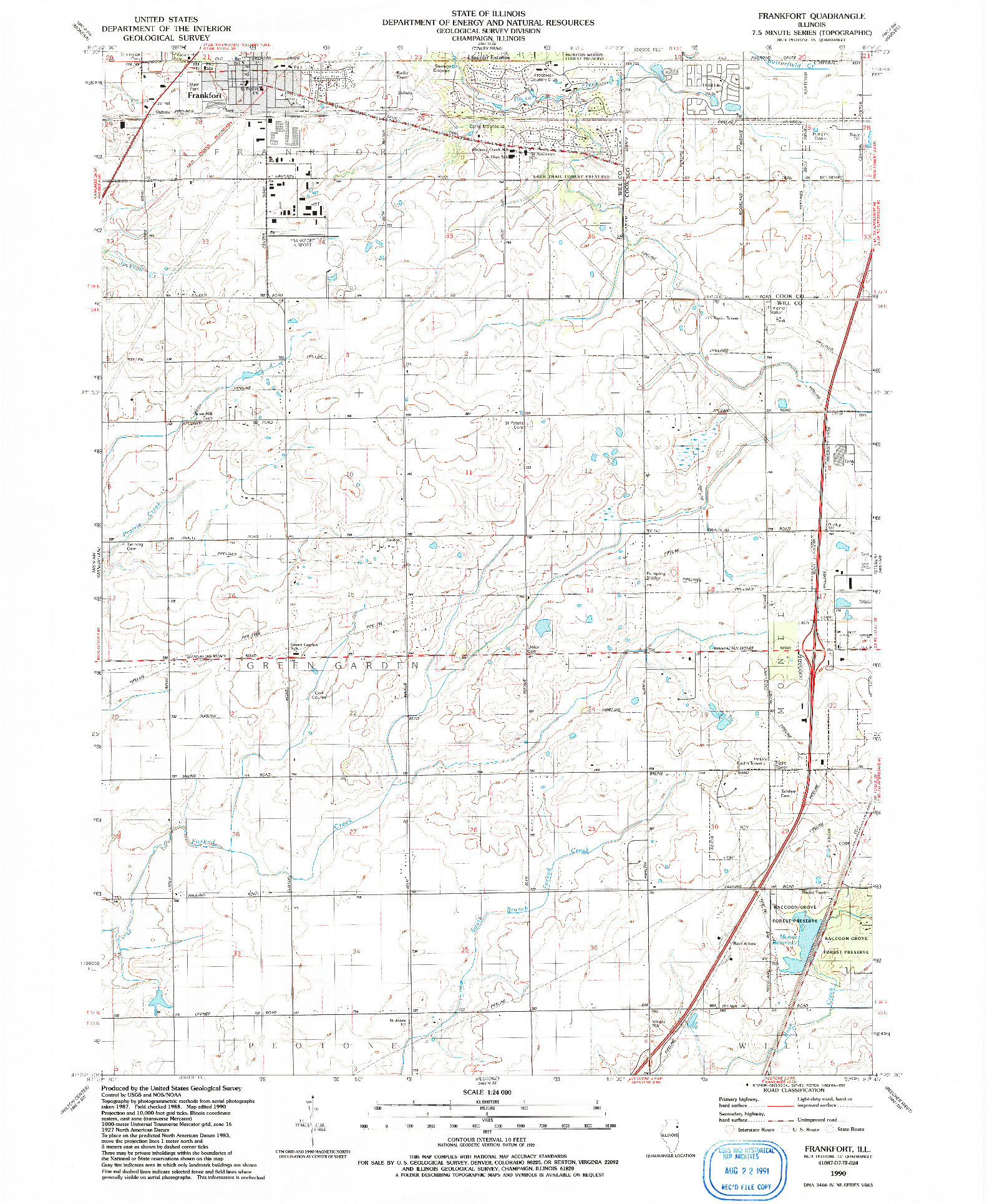 USGS 1:24000-SCALE QUADRANGLE FOR FRANKFORT, IL 1990