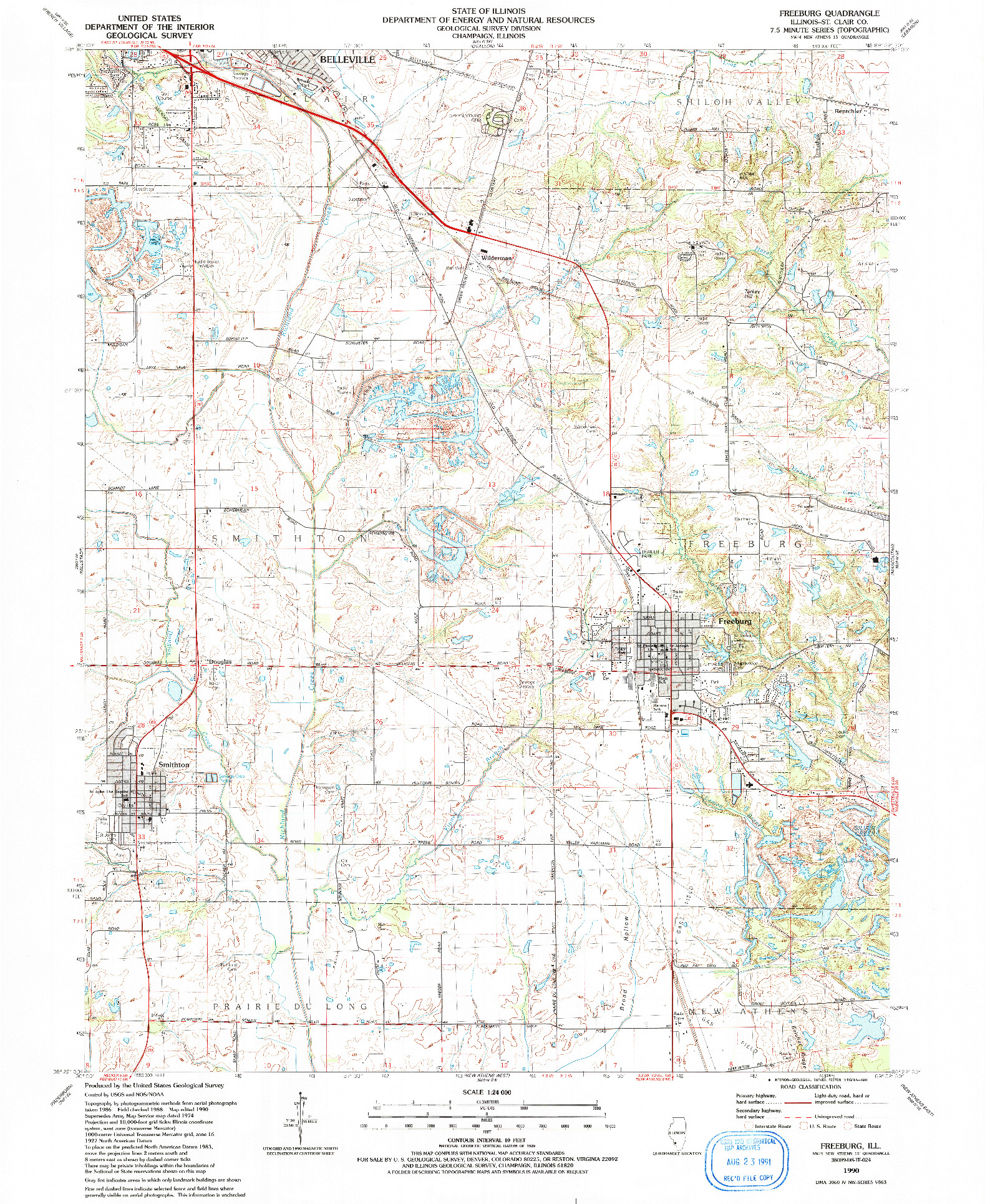 USGS 1:24000-SCALE QUADRANGLE FOR FREEBURG, IL 1990