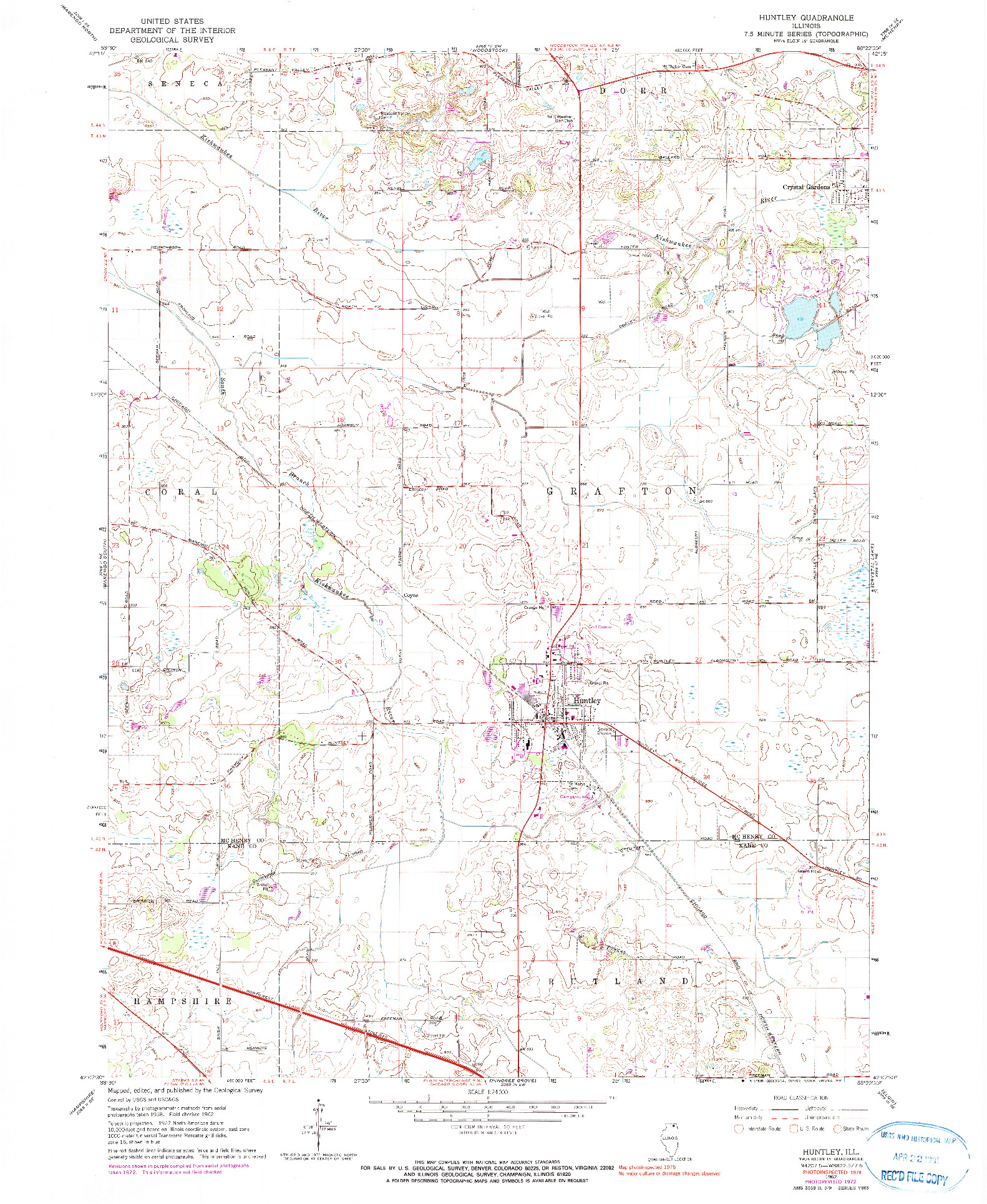 USGS 1:24000-SCALE QUADRANGLE FOR HUNTLEY, IL 1978