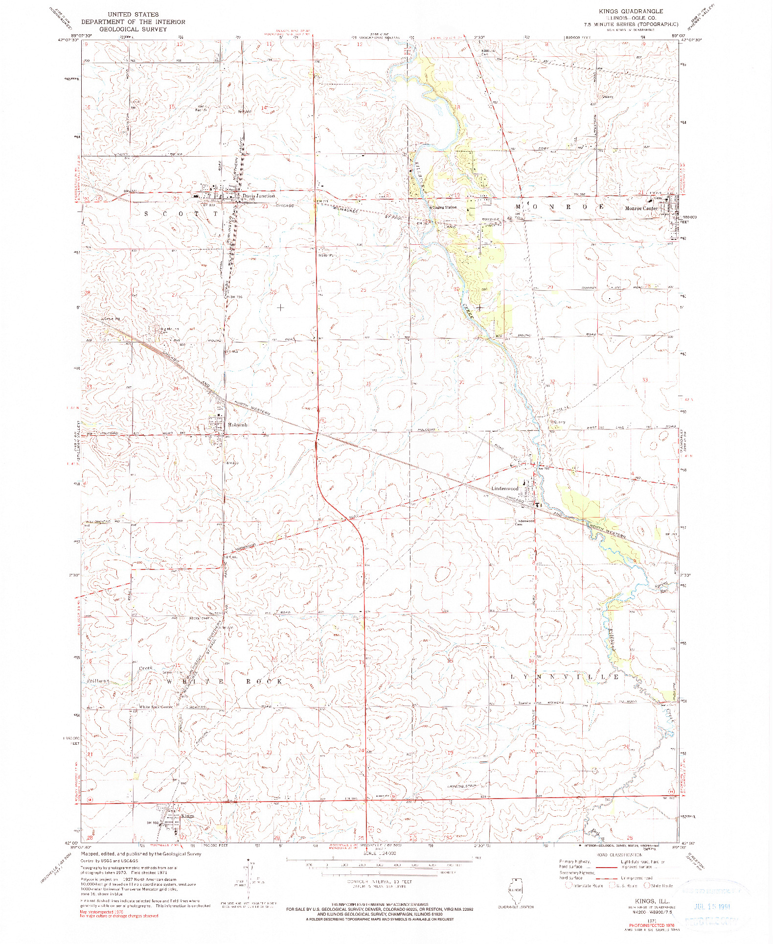 USGS 1:24000-SCALE QUADRANGLE FOR KINGS, IL 1971