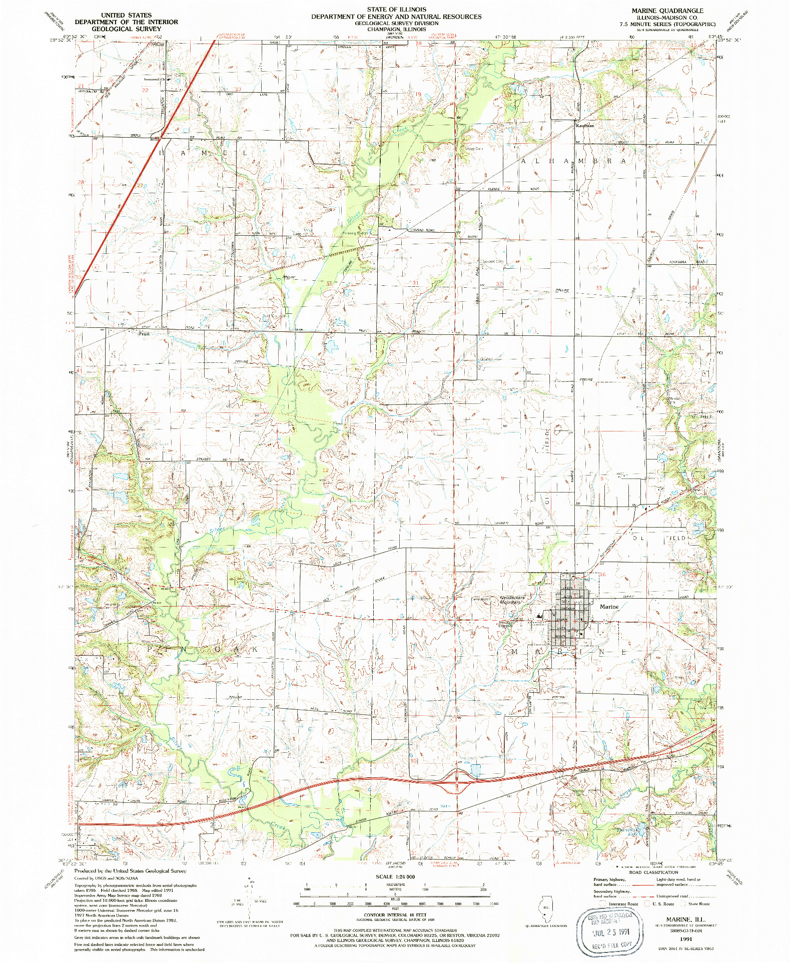 USGS 1:24000-SCALE QUADRANGLE FOR MARINE, IL 1991