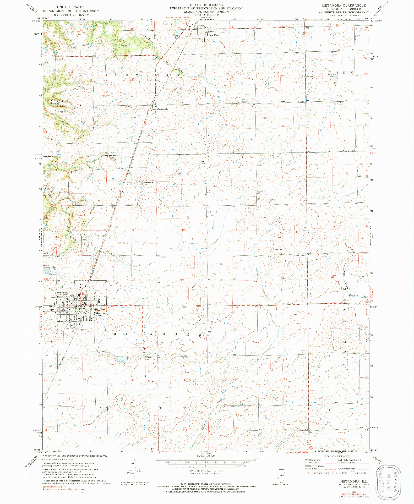 USGS 1:24000-SCALE QUADRANGLE FOR METAMORA, IL 1972