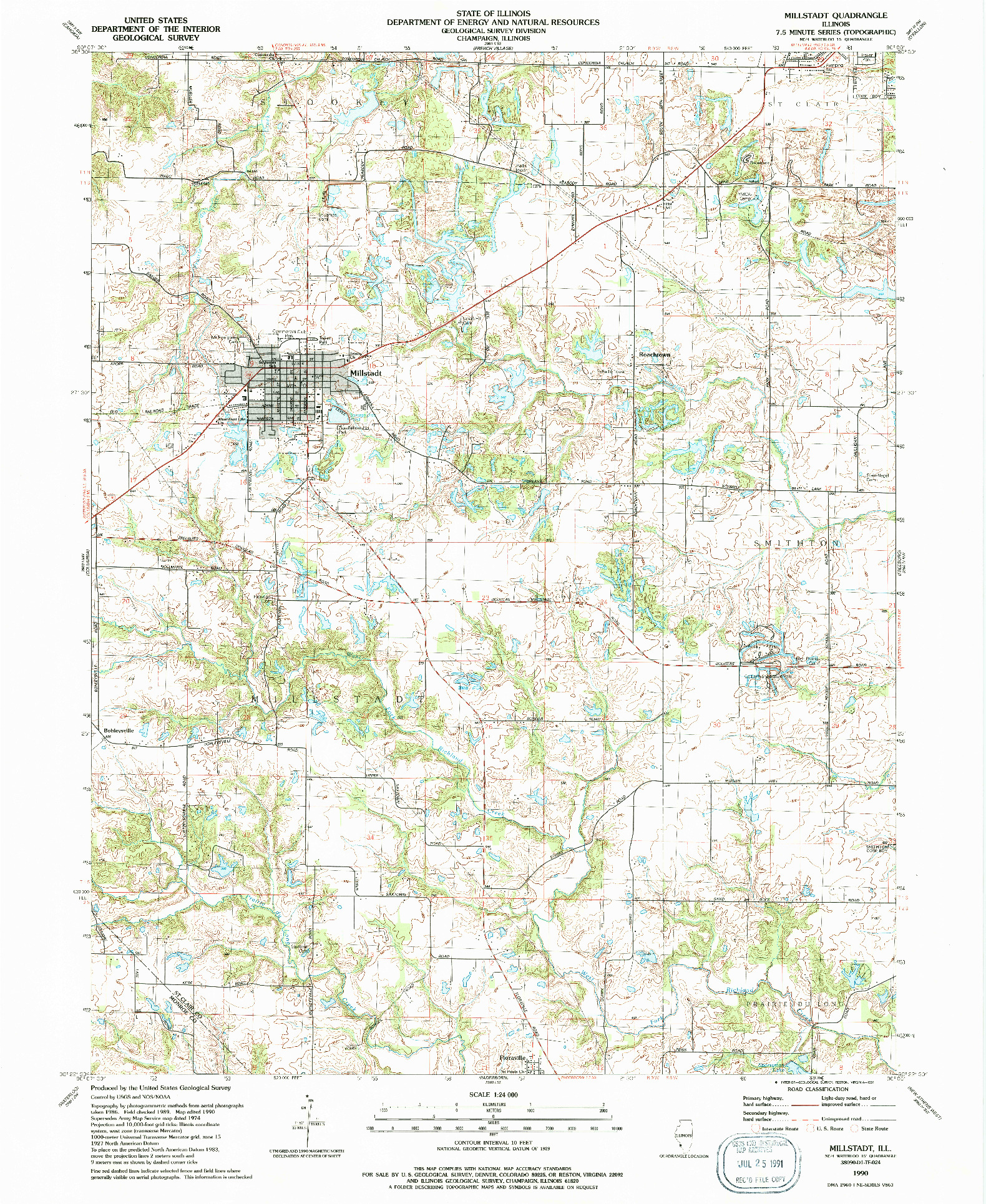 USGS 1:24000-SCALE QUADRANGLE FOR MILLSTADT, IL 1990