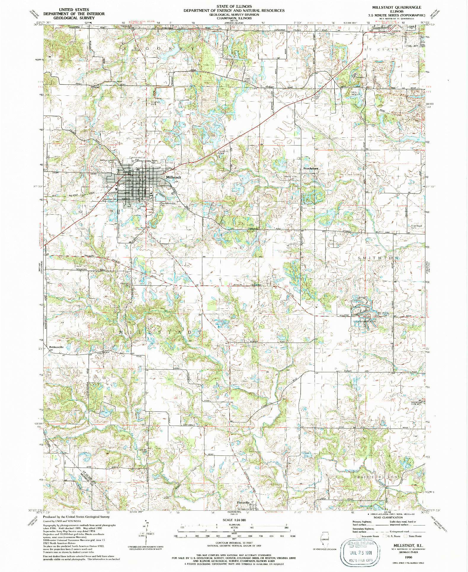 USGS 1:24000-SCALE QUADRANGLE FOR MILLSTADT, IL 1990