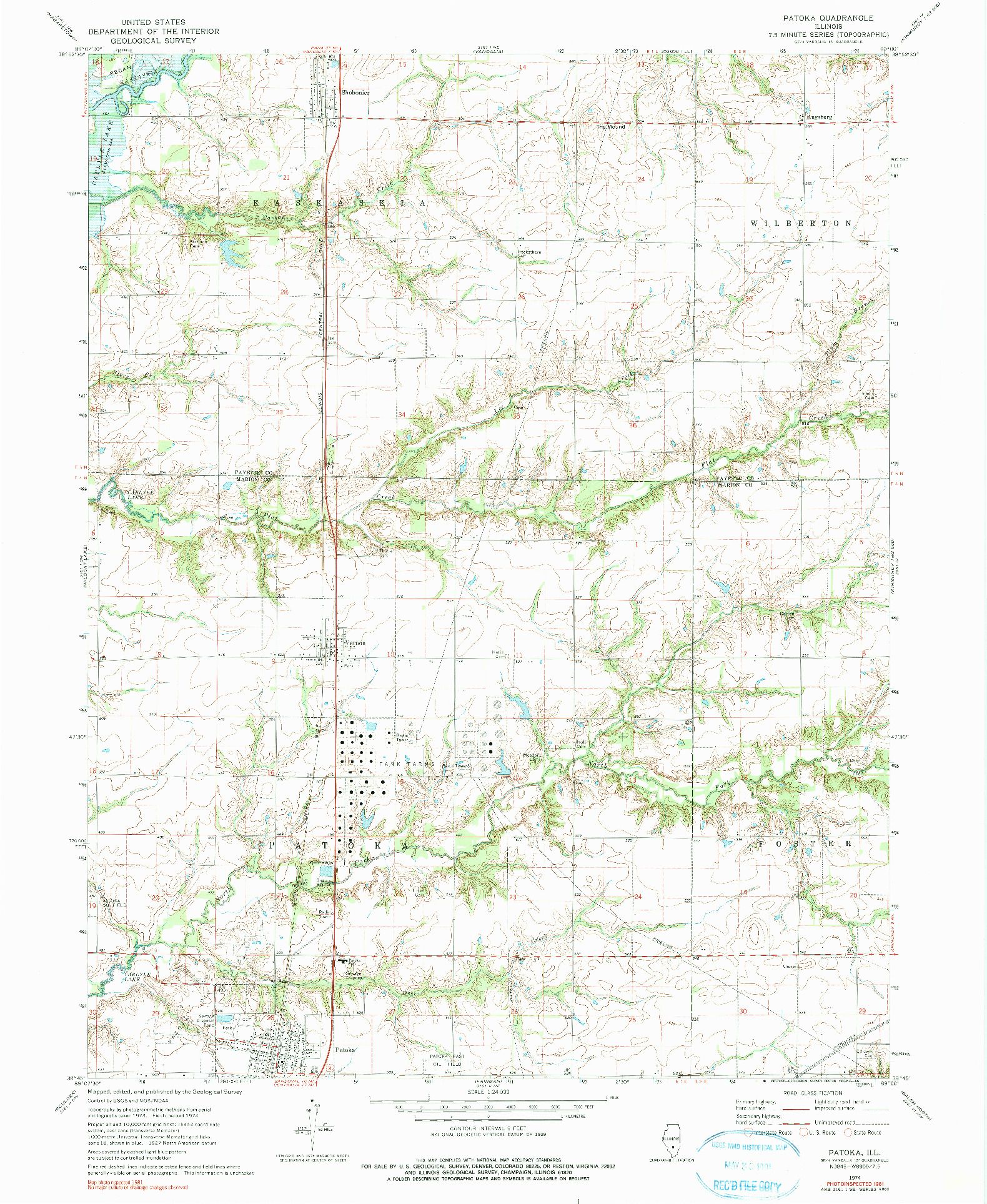 USGS 1:24000-SCALE QUADRANGLE FOR PATOKA, IL 1974
