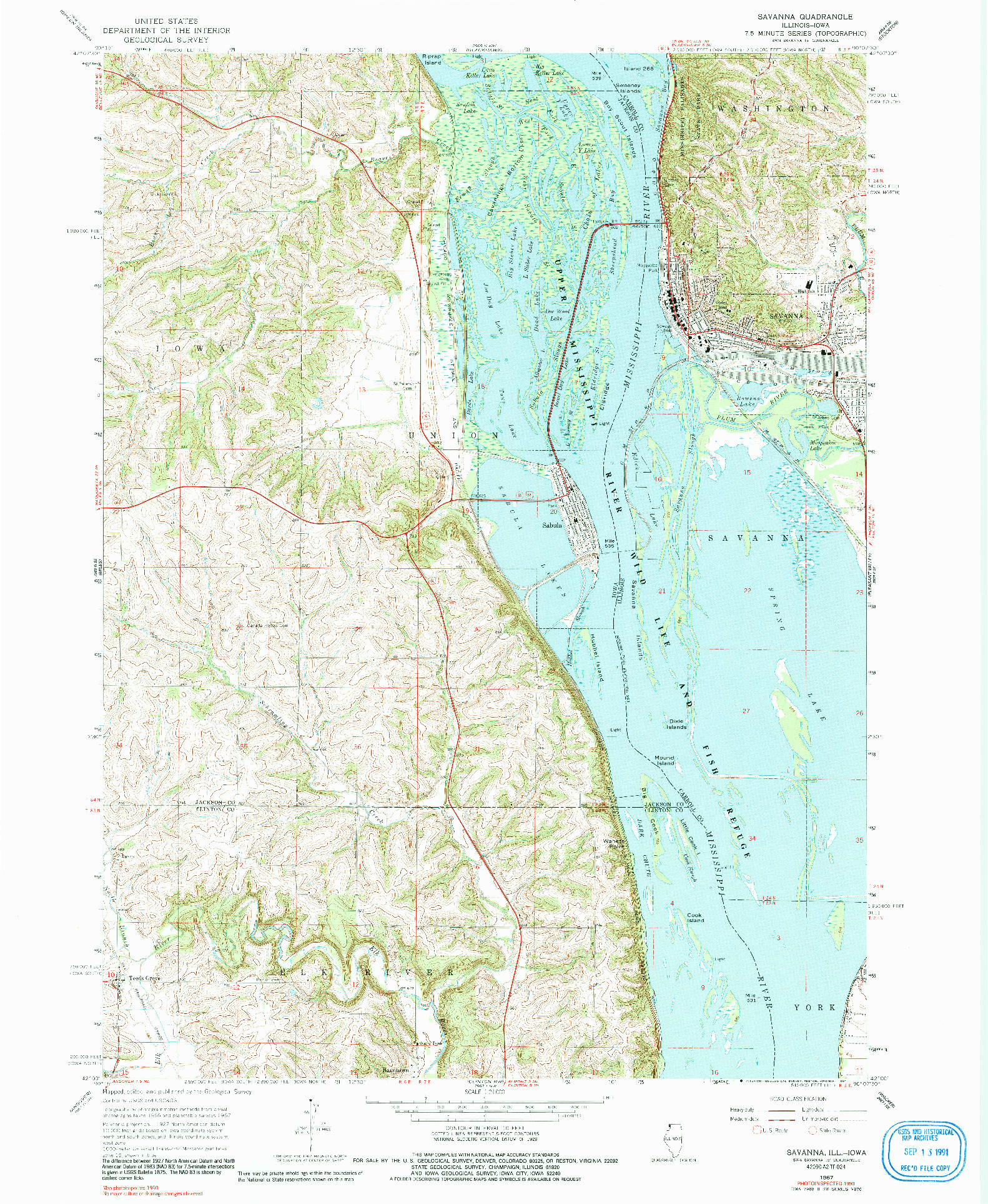 USGS 1:24000-SCALE QUADRANGLE FOR SAVANNA, IL 1967